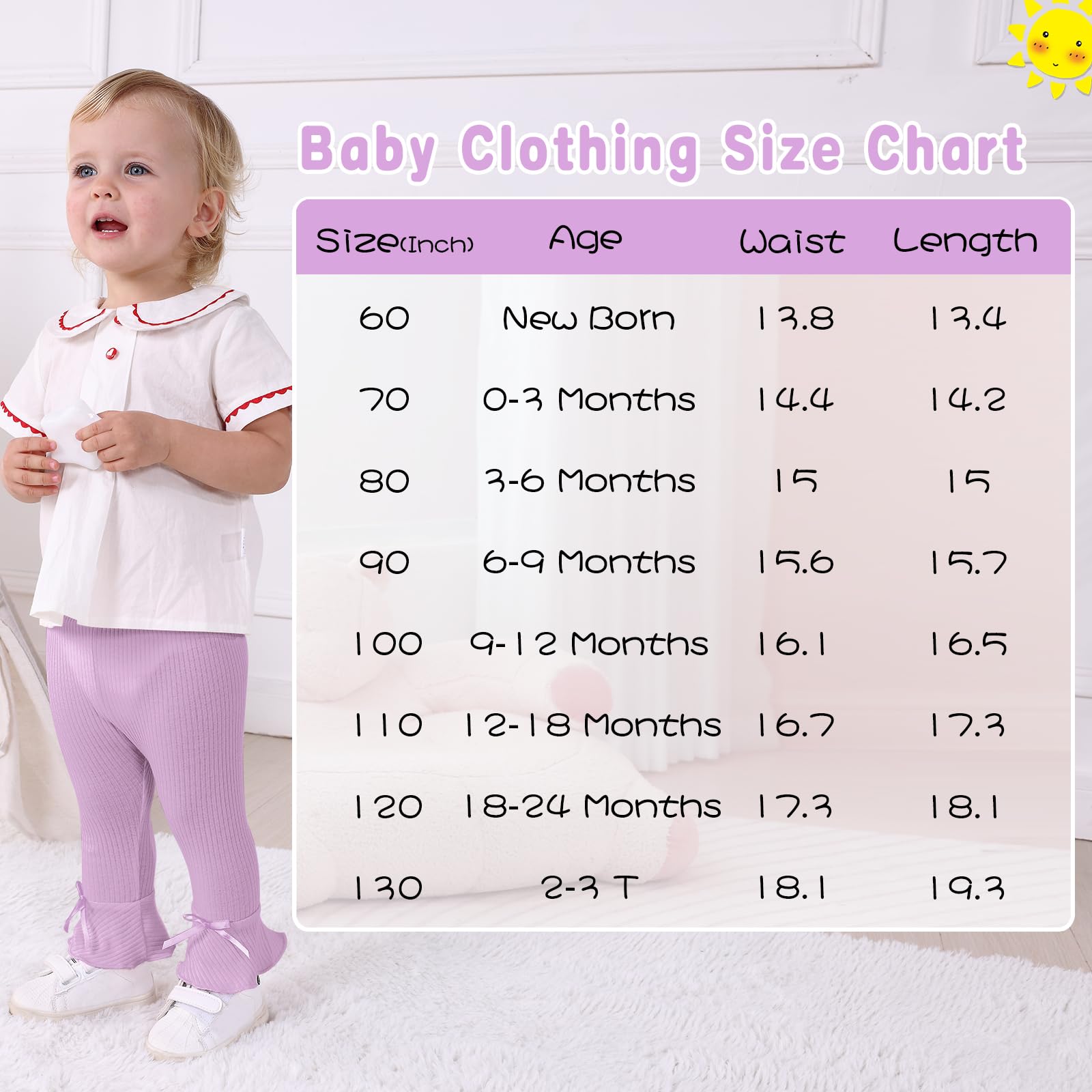 **Soft Ribbed Baby Girl Leggings - 5 Pack Straight & Flare Pants for Newborn Toddler | Bell Bottoms for Infant Girls | Perfect for Playtime, Outfits & Photo Shoots**