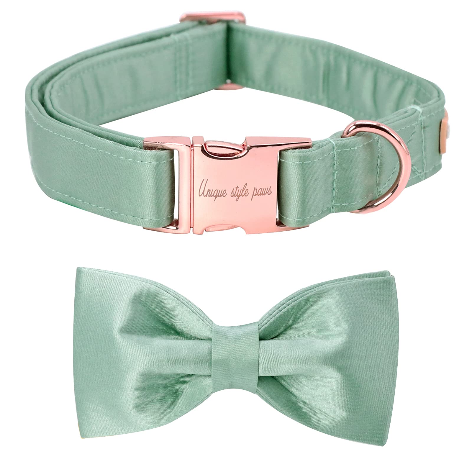 Stylish Green Silk Dog Collar with Adjustable Bow Tie - Soft & Comfortable Pet Collar for Small Dogs - Perfect Gift for Puppies, Daily Walks & Special Occasions