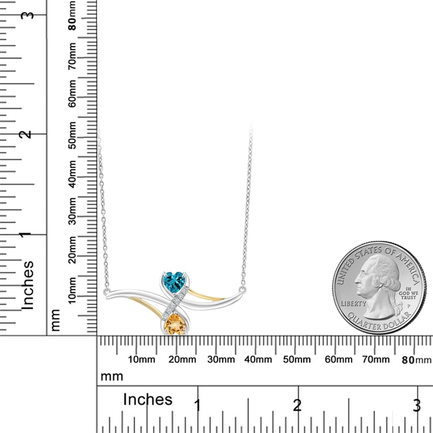1.07 Ct London Blue Topaz & Yellow Citrine Pendant in 925 Silver & 10K Yellow Gold with Lab-Grown Diamonds | Elegant Gemstone Jewelry for Women | Perfect for Anniversaries, Birthdays & Special Occasions