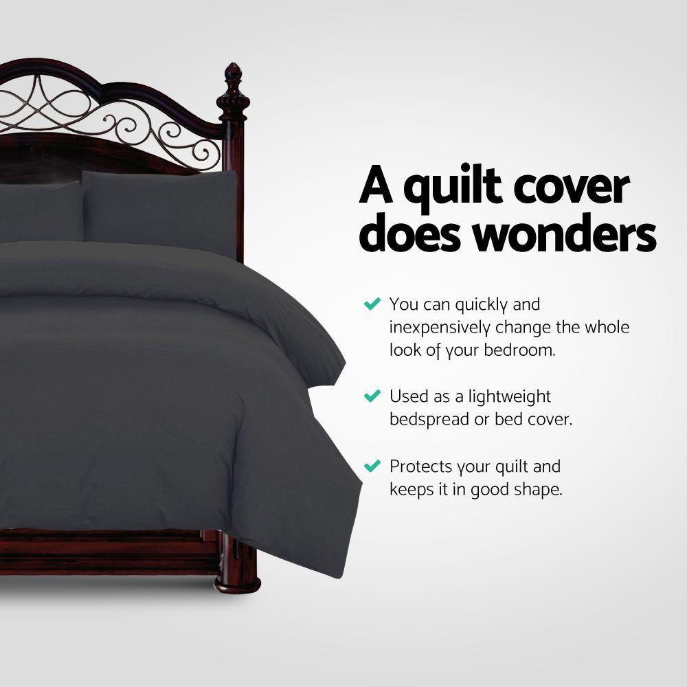 Premium Giselle Bedding Quilt Cover Set - Classic Black Queen Size - Soft & Breathable Bedding for Cozy Bedroom Decor