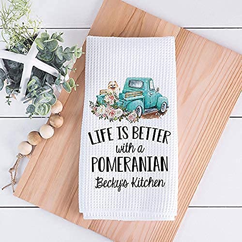 Personalized Pomeranian Kitchen Towel - Cute Dog Hand Towel & Tea Towel for Dog Lovers | Unique Pomeranian Owner Gift & Kitchen Decor | Perfect for Gifts, Home Decor, and Dog-Themed Kitchens