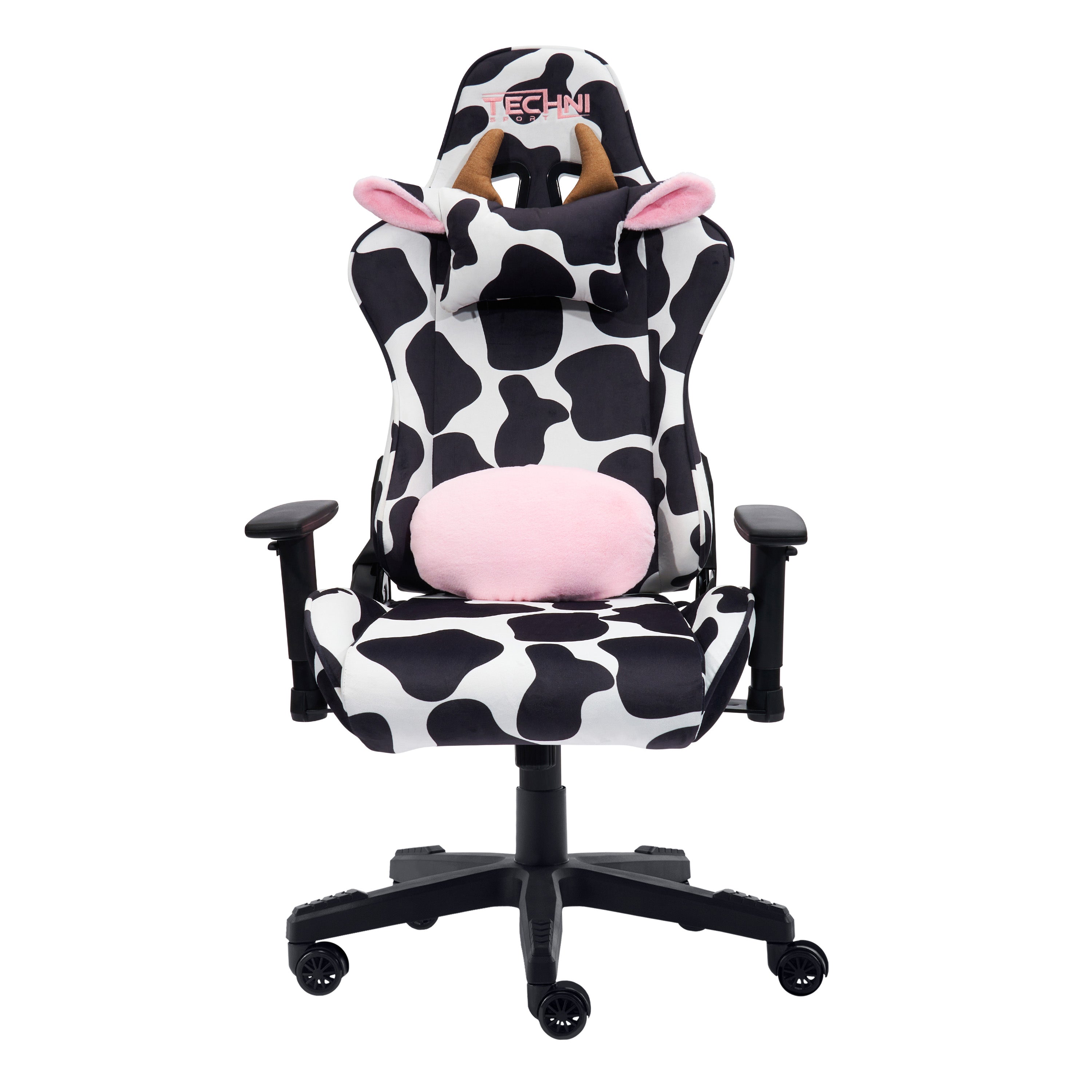 TS85 COW Print LUXX Series Ergonomic Gaming Chair with Lumbar Support - Perfect for PC Gaming, Office Work, and Streaming Setup