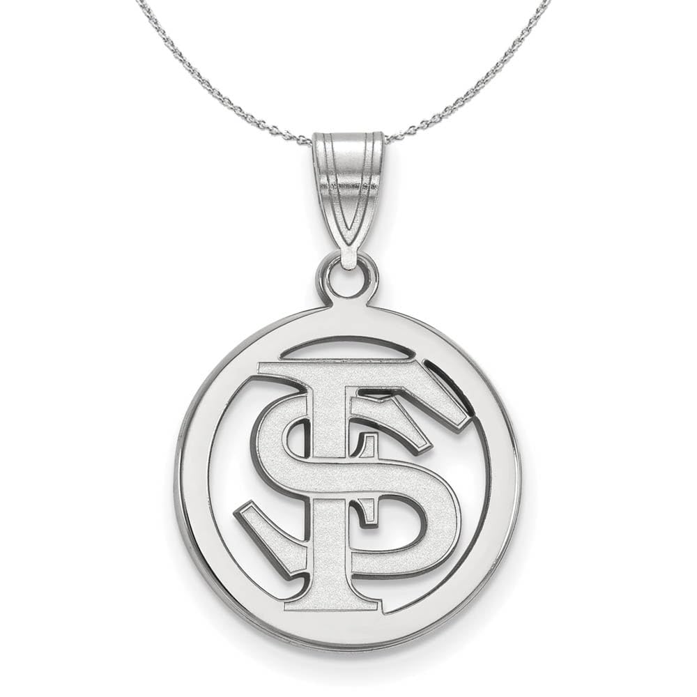 Florida State Sterling Silver Small Circle Pendant Necklace with Black Bow | Perfect for Graduation Gifts & State Pride Jewelry