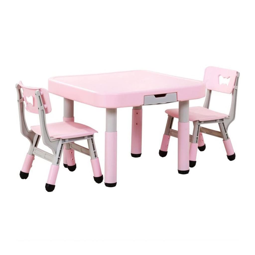 JIAX Kids Study Table and Chair Set for 1-10 Year Olds - 3-Piece Adjustable Toddler Activity Table with Storage Drawer - Perfect for Drawing, Reading, Snack Time & Art Crafts - Ideal for Playroom, Preschool & Homeschool Learning