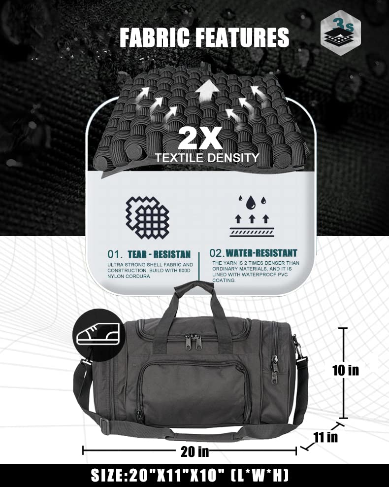 Large Gym Duffle Bag for Men & Women with Shoe Compartment - Waterproof Sports Duffel for Travel, Workout & Military Use - Perfect for Weekend Trips, Overnight Stays & Fitness Training