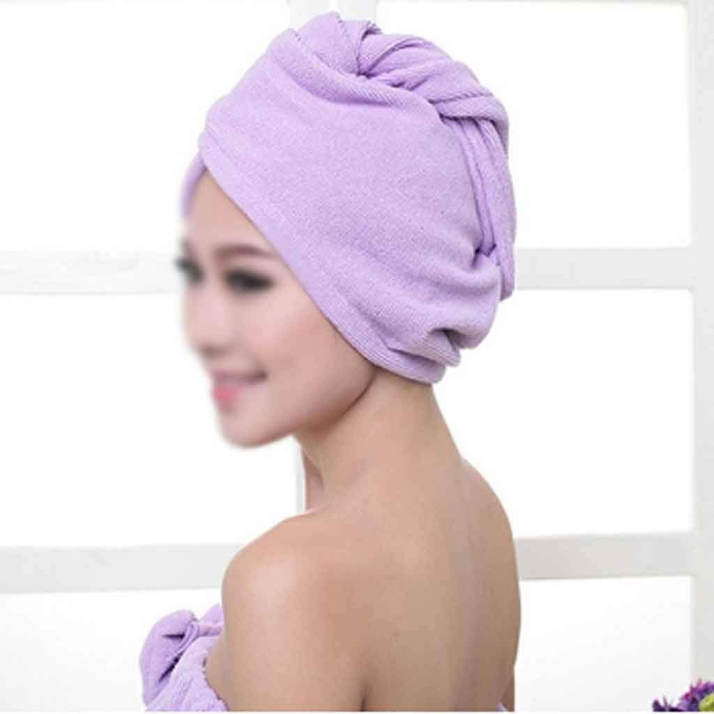 Superfine Fiber Quick Dry Shower Cap - Ultra Soft & Absorbent Bath Hair Dry Hat for Women & Men, Perfect for Swimming, Showering & Spa (Purple)