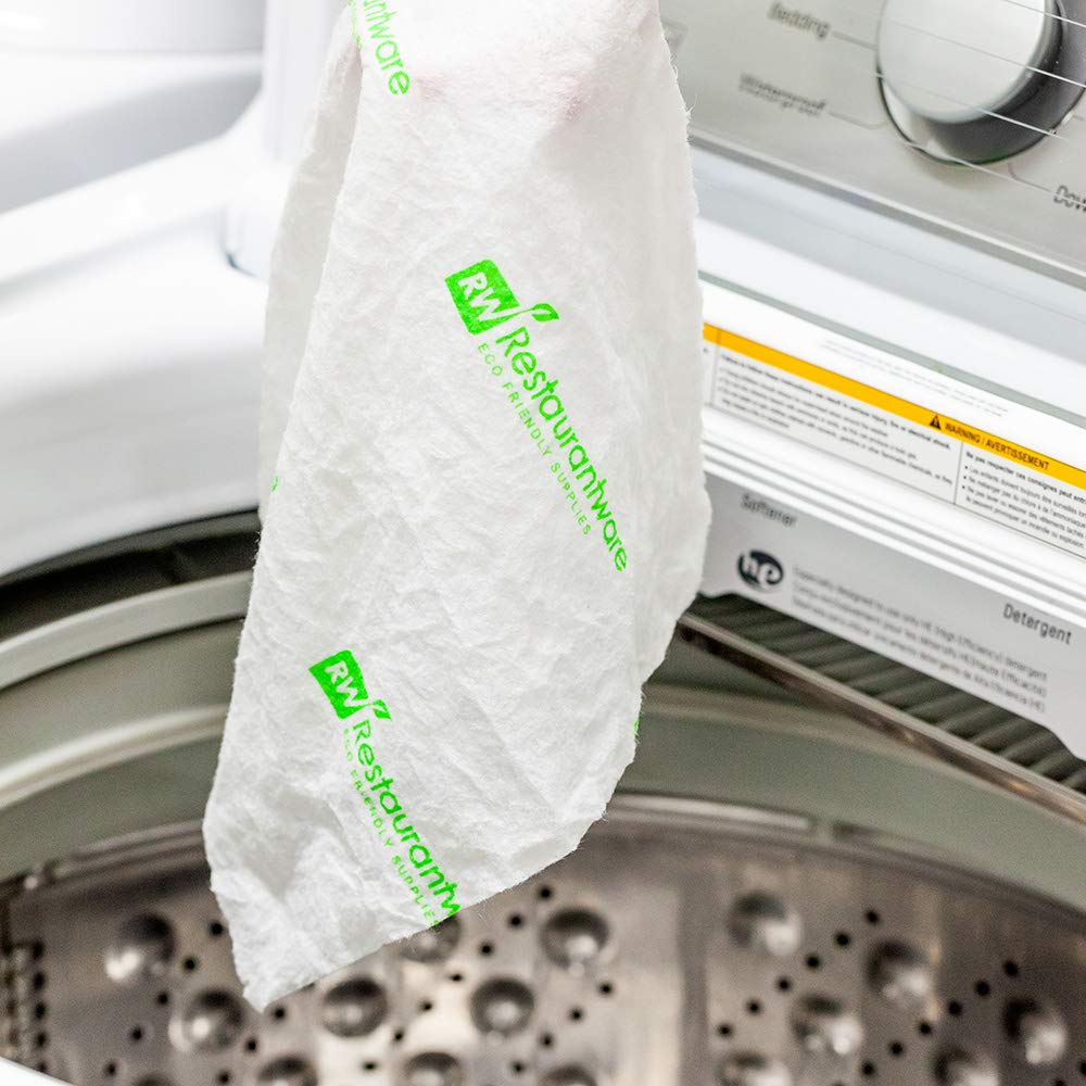 RW Clean 11x11 Inch Reusable Cleaning Cloth Rolls - 10 Pack Heavy Duty Dish Wipes | Machine Washable, Perforated, Absorbent White Paper Towel Rolls (50 Sheets/Roll) for Kitchen, Restaurant & Commercial Use