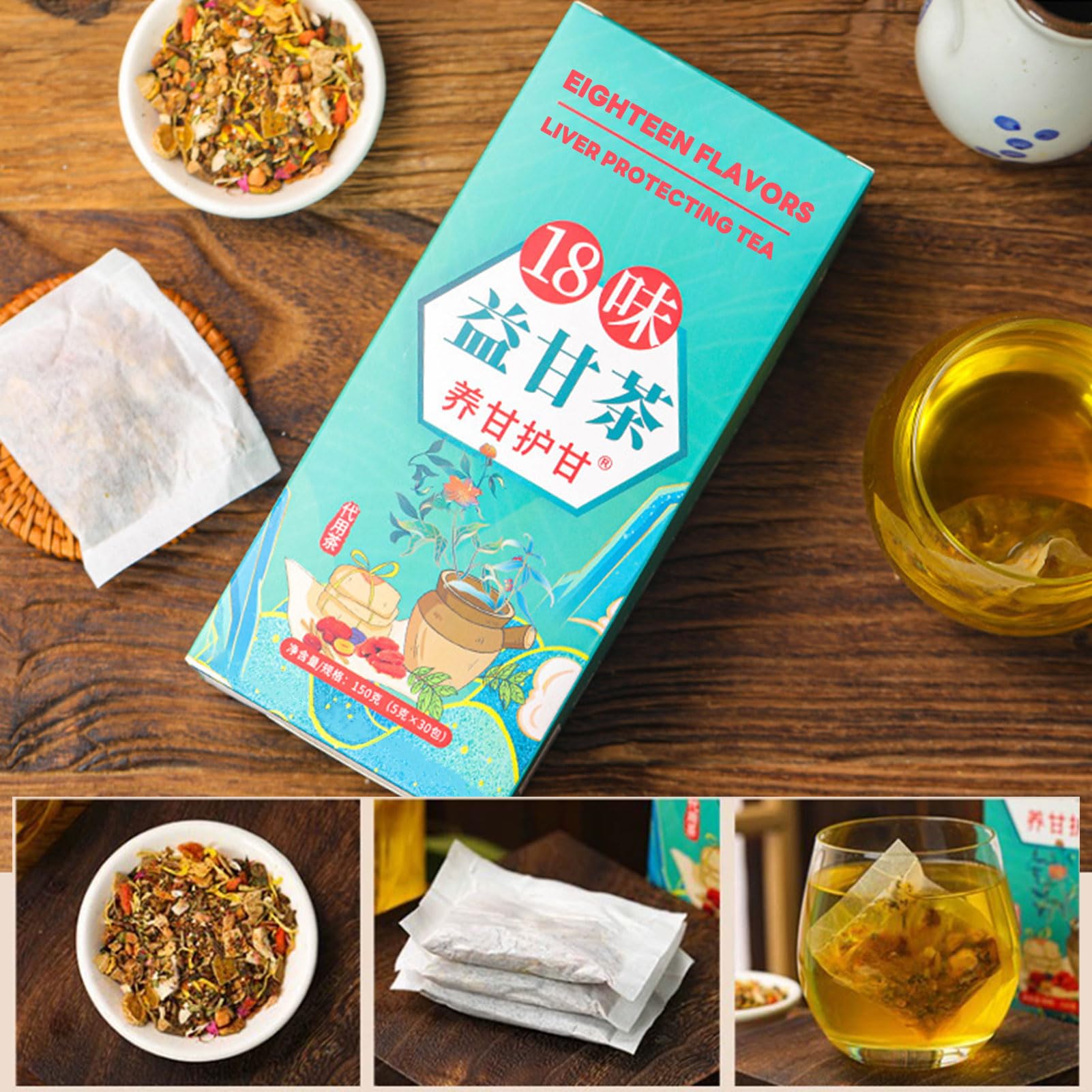 18 Flavors Liver Care Tea - Herbal Liver Nourishing Tea with 18 Natural Herbs, Traditional Chinese Detox Tea for Liver Health (1 Box/30 Tea Bags) - Daily Wellness Drink for Detox & Digestion Support