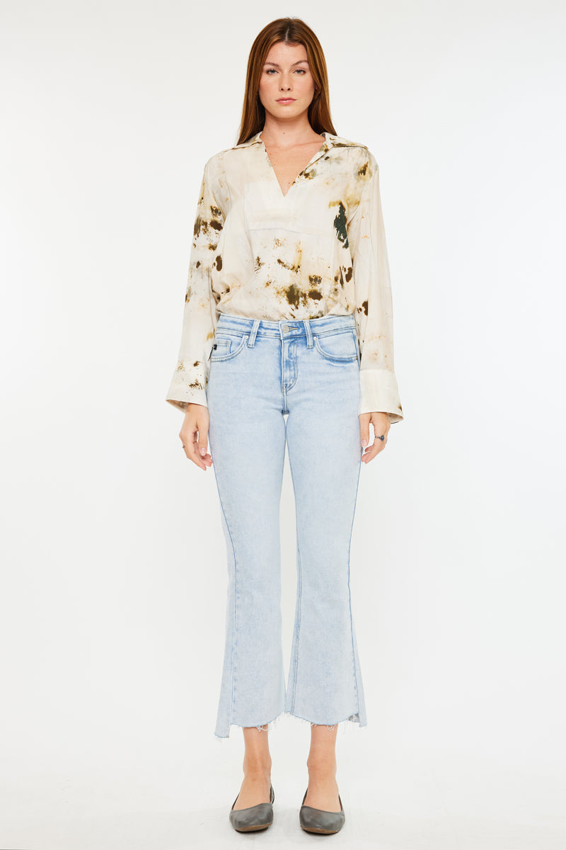 Elsie Mid Rise Cropped Flare Jeans for Women - Stretchy Denim Pants with Comfortable Fit - Perfect for Casual Outfits, Date Nights & Weekend Wear
