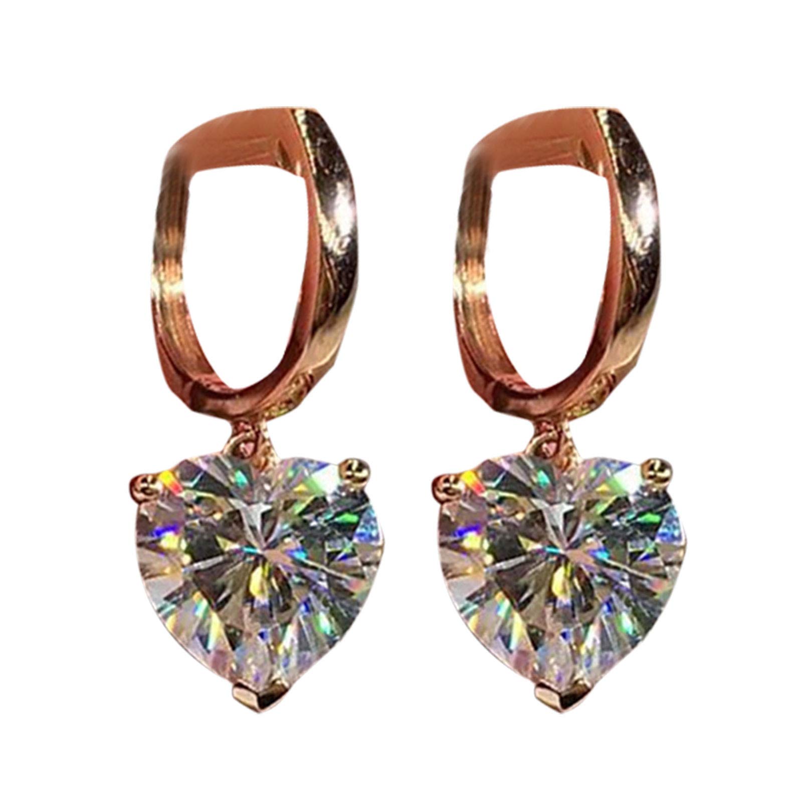 Stylish Heart & Star Drop Hoop Earrings for Women - Crystal Zircon CZ Dangle Fashion Jewelry - Perfect Gift for Valentine's Day, Anniversary & Party Wear