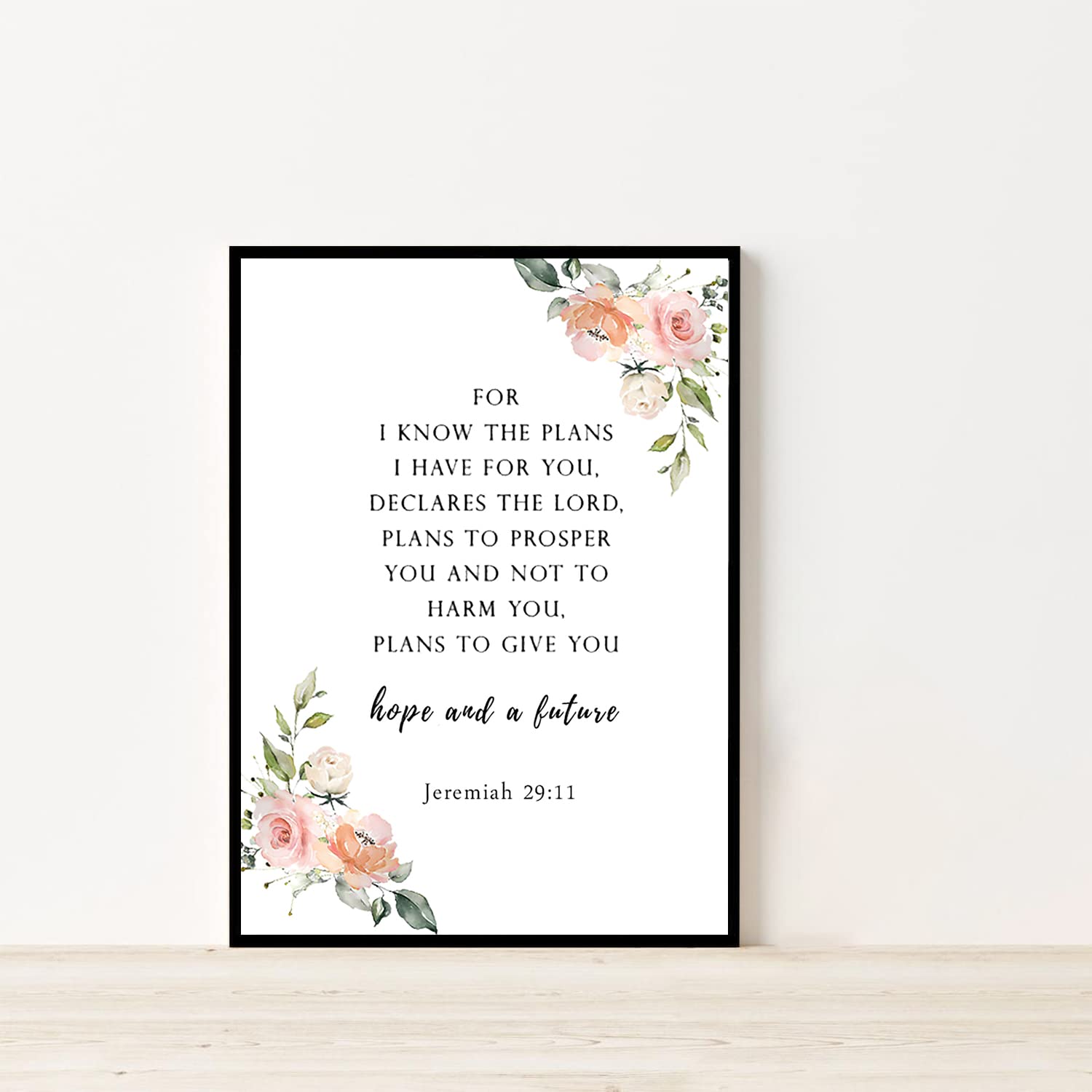 Jeremiah 29:11 Bible Verse Wall Art - 'For I Know The Plans' Scripture Canvas Print, Framed Ready to Hang 8x12 Inches - Perfect for Home, Office, Church & Gift Giving