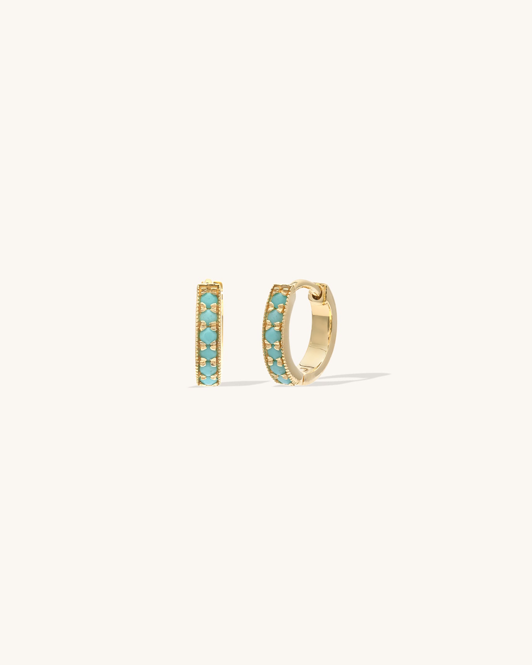 Turquoise Pave Huggie Hoop Earrings for Women - Dainty & Elegant Jewelry for Everyday Wear, Parties & Special Occasions
