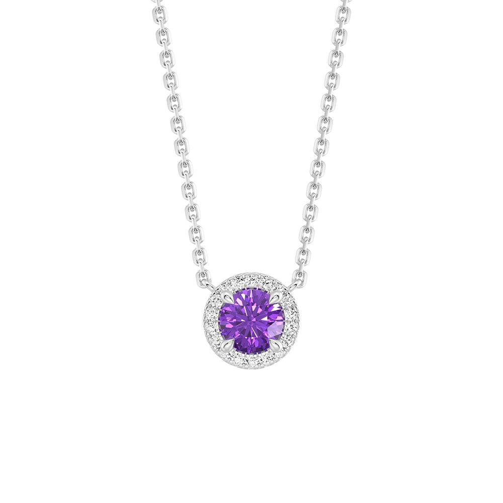 Eternal Halo Personalized Birthstone Necklace - Custom Name & Birth Month Jewelry Gift for Women, Mom, Wife | Perfect for Birthday, Anniversary, Mother's Day & Valentine's Day