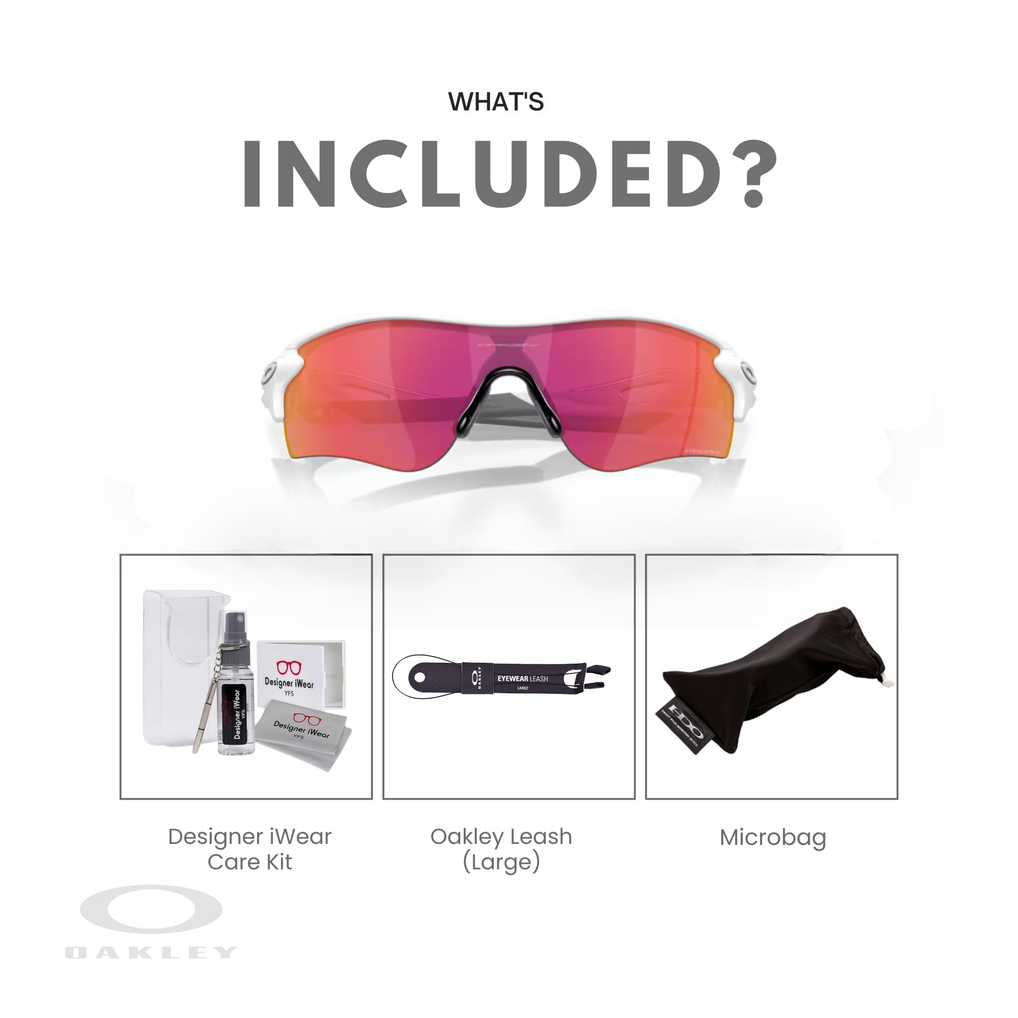 Oakley Radar Lock Path Asian Fit OO9206 Sunglasses for Men - Low Bridge Rectangle Frame + BUNDLE Leash & Designer iWear Kit | Perfect for Running, Cycling & Outdoor Sports