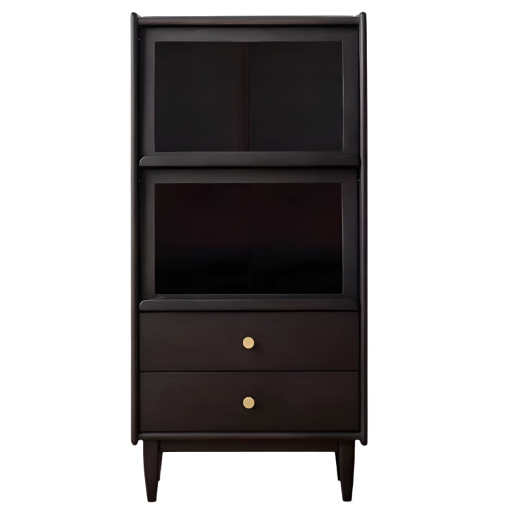 Solid Oak Wood Side Cabinet - Black Finish | Stylish Storage for Living Room, Bedroom, or Office