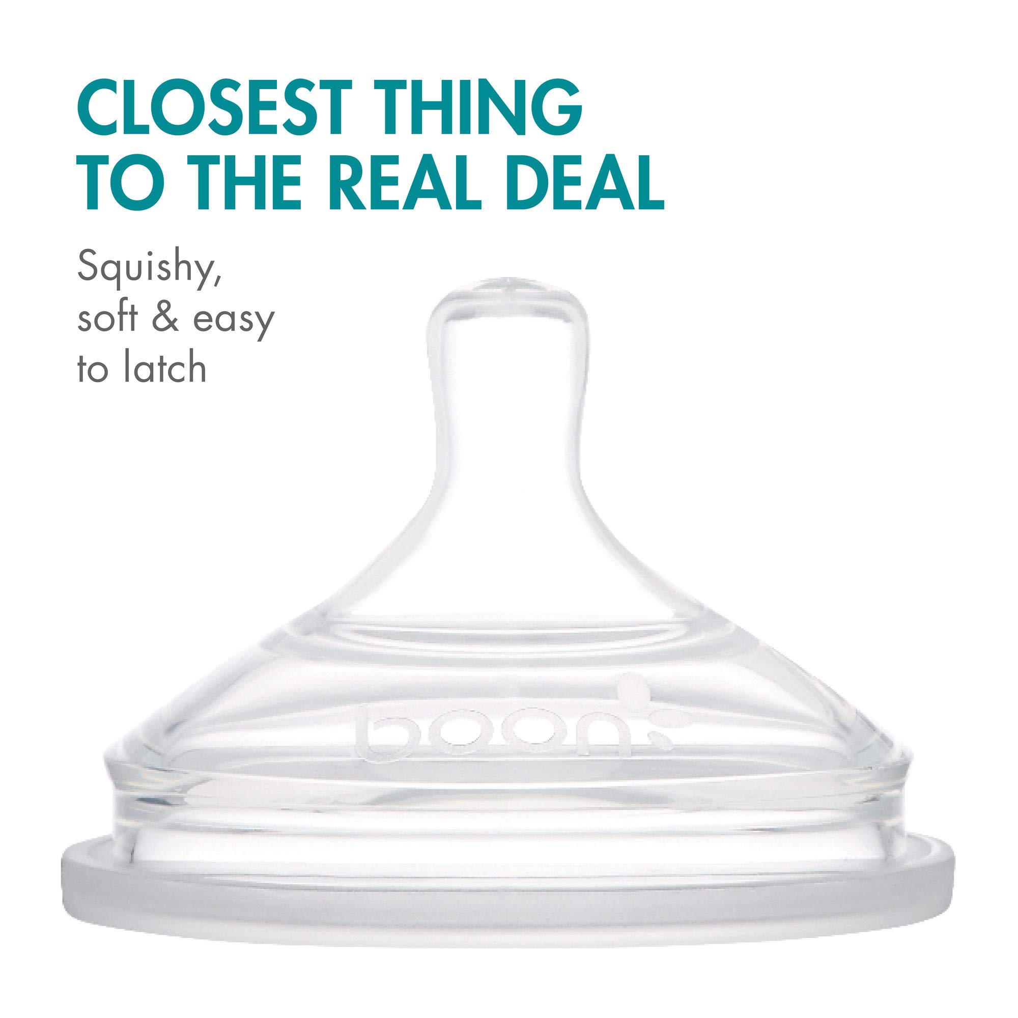 Boon Nursh Reusable Silicone Baby Bottles with Pouch - Stage 1 Slow Flow - 4 Oz (3 Pack) + Extra Slow Silicone Nipples (3 Pack) | Perfect for Newborns, Travel & On-the-Go Feeding