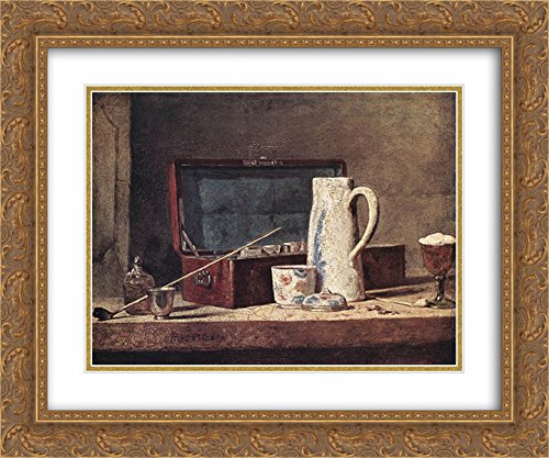 Still Life With Pipe And Jug - 24x20 Gold Ornate Framed Museum Art Print by Jean Baptiste Simeon Chardin | Classic French Oil Painting Reproduction for Living Room, Dining Room & Office Decor