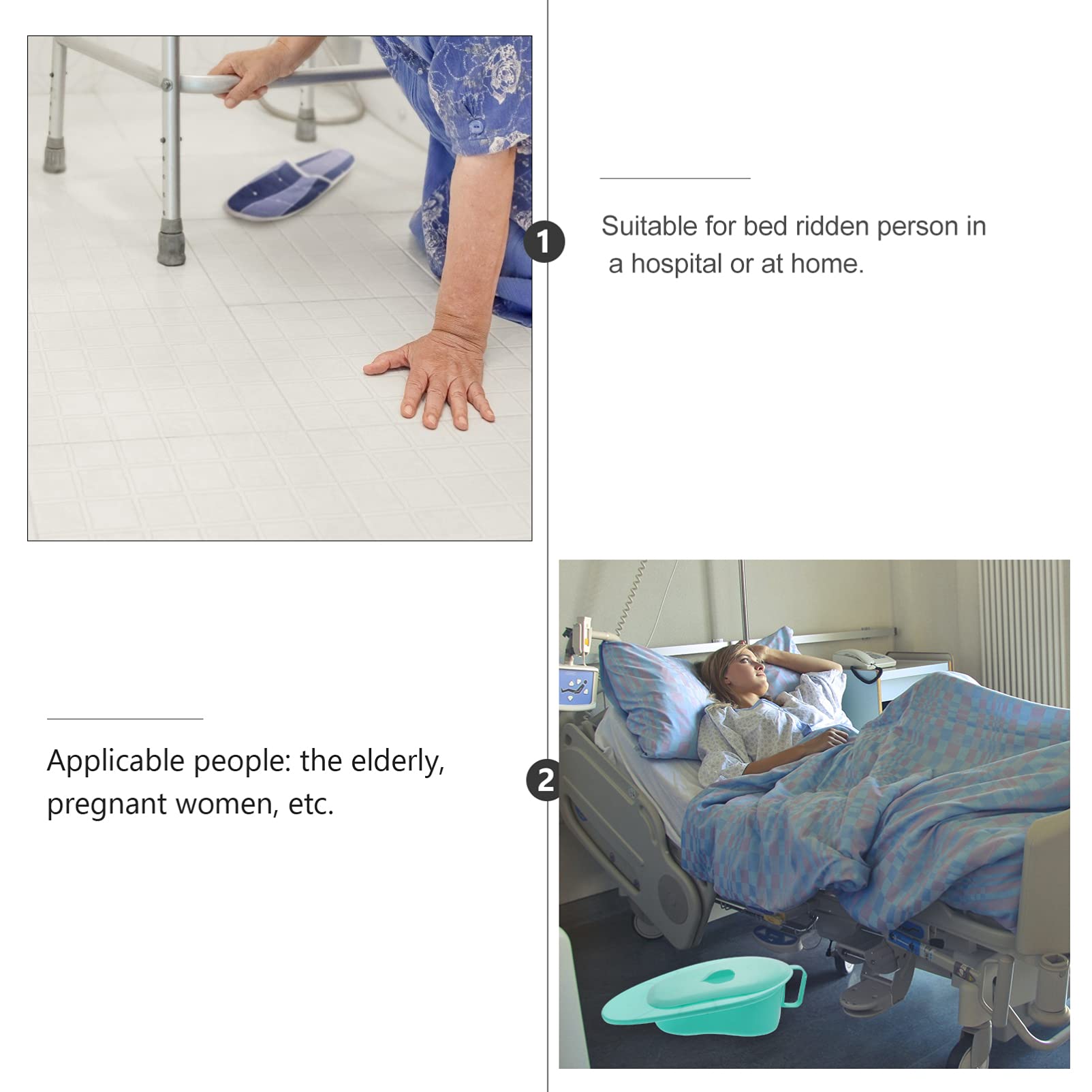 1PC Plastic Bed Pan for Elderly & Handicapped Patients - Portable Urinal for Women & Men - Ideal for Home Care, Hospital Use, and Mobility Assistance