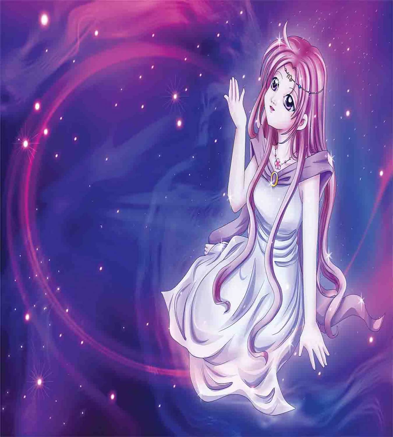 Ambesonne Anime Duvet Cover Set - Purple Zodiac Astrology Horoscope Print Bedding with 2 Duvet Covers & 2 Pillowcases, Twin Size 2-Pack - Perfect for Anime Fans' Bedroom Decor & Gift Ideas