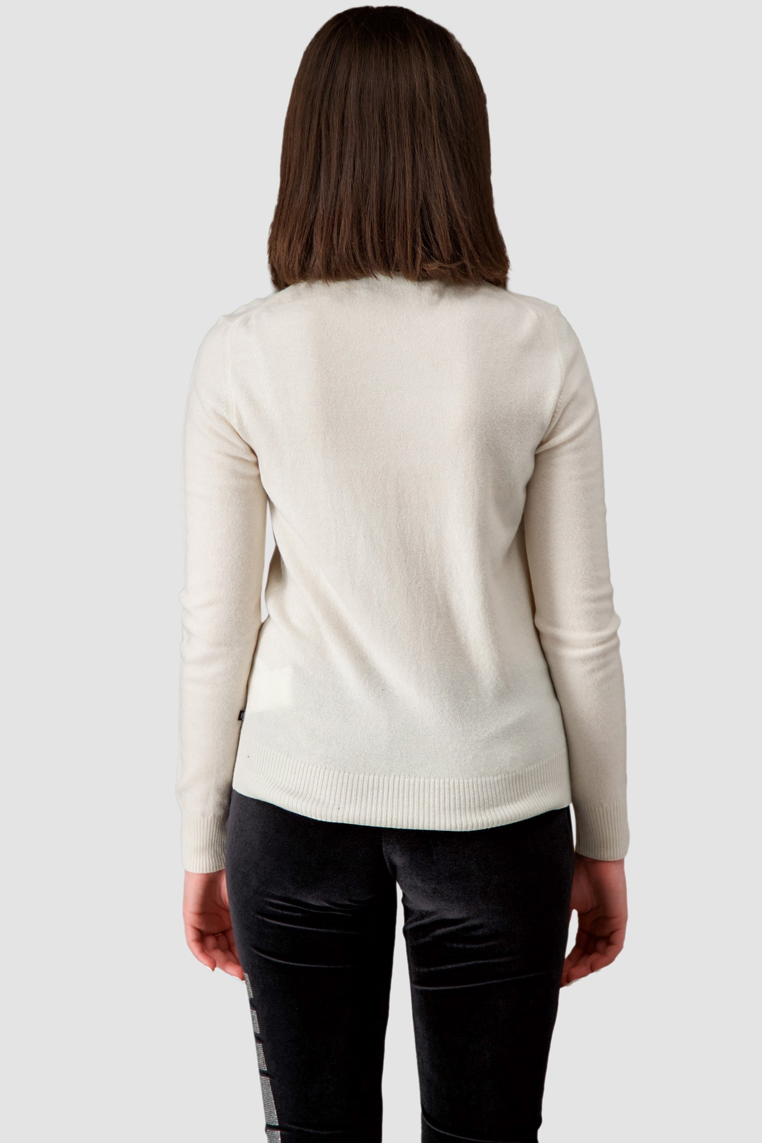 Philipp Plein Women's White Long Sleeve Round Neck Crystal Skull Pullover Sweater | Casual Winter Fashion, Party Wear & Street Style Outfit