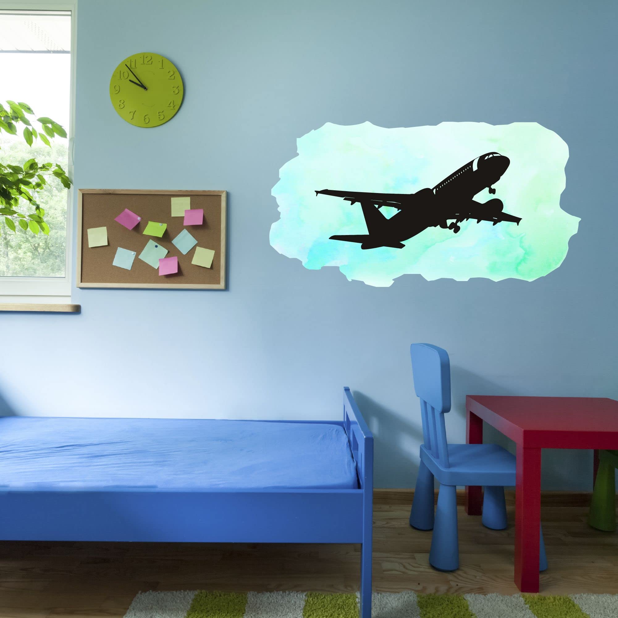 Airplane Wall Decals for Kids Room - DIY Air Craft Taking Flight Stickers for Boys & Girls Bedroom Decor - 30x15 Inches - Perfect for Nursery, Playroom & Kids Bedroom Wall Art