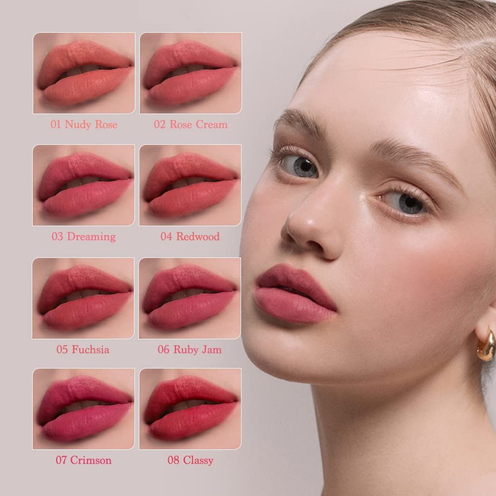 Dasique Cream de Rose Tint (07 Crimson) - Velvet Cream Matte Lip Stain with Rose Water Extract | Vegan & Cruelty-Free | 0.11 oz | Long-Lasting Hydrating Lip Makeup for Daily Wear, Date Night & Special Occasions
