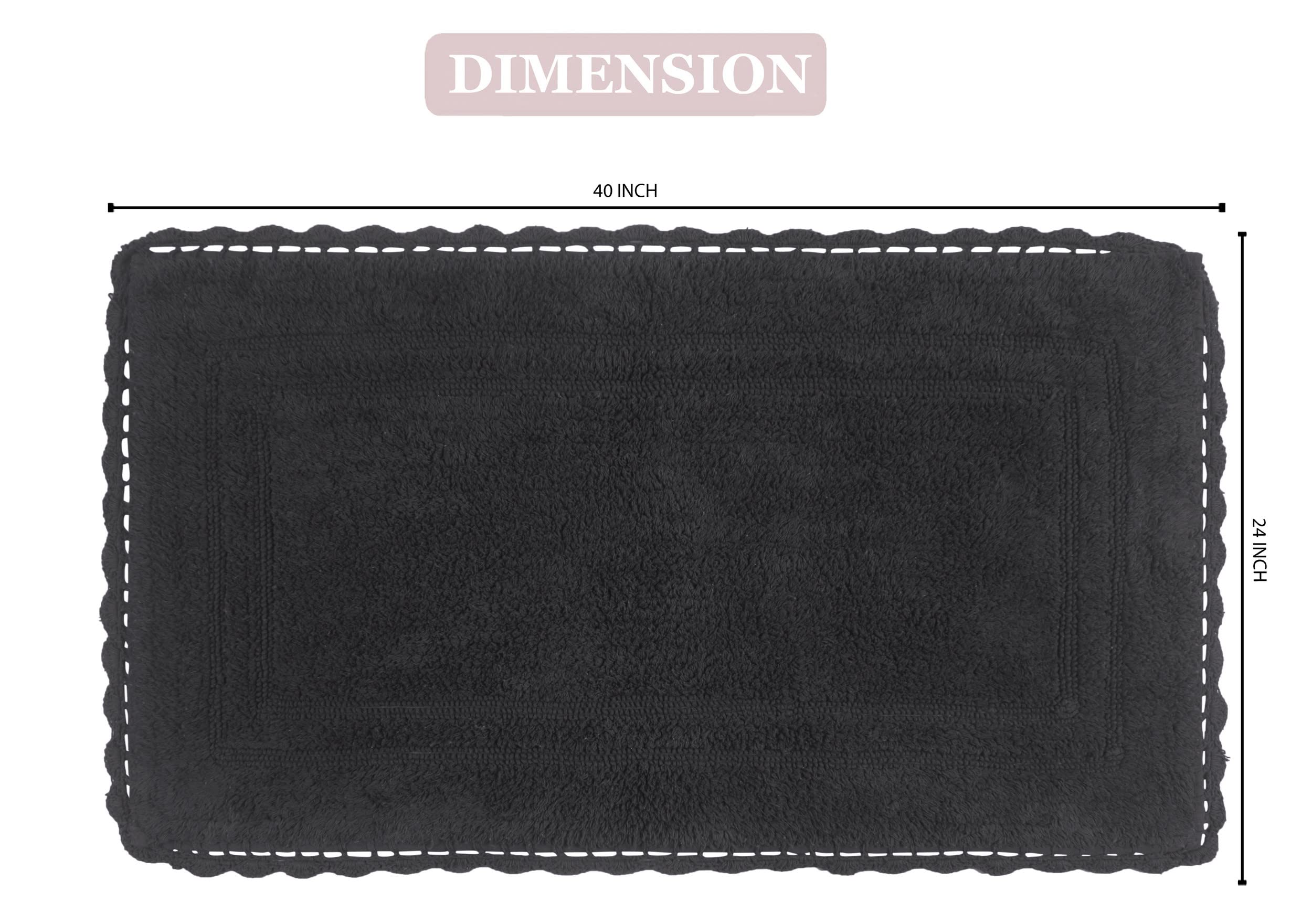 Home Weavers Reversible Bath Mat Set - 100% Cotton, Extra Soft & Absorbent, Non-Slip Bathroom Rug, Washable Kitchen Mat (24