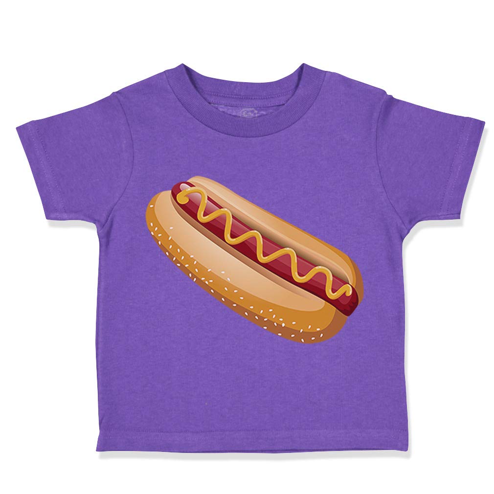 Funny Hot Dog Toddler T-Shirt - Cute Cotton Tee for Boys & Girls (7T, Purple) - Perfect for Playdates, Birthday Parties & Family Outings