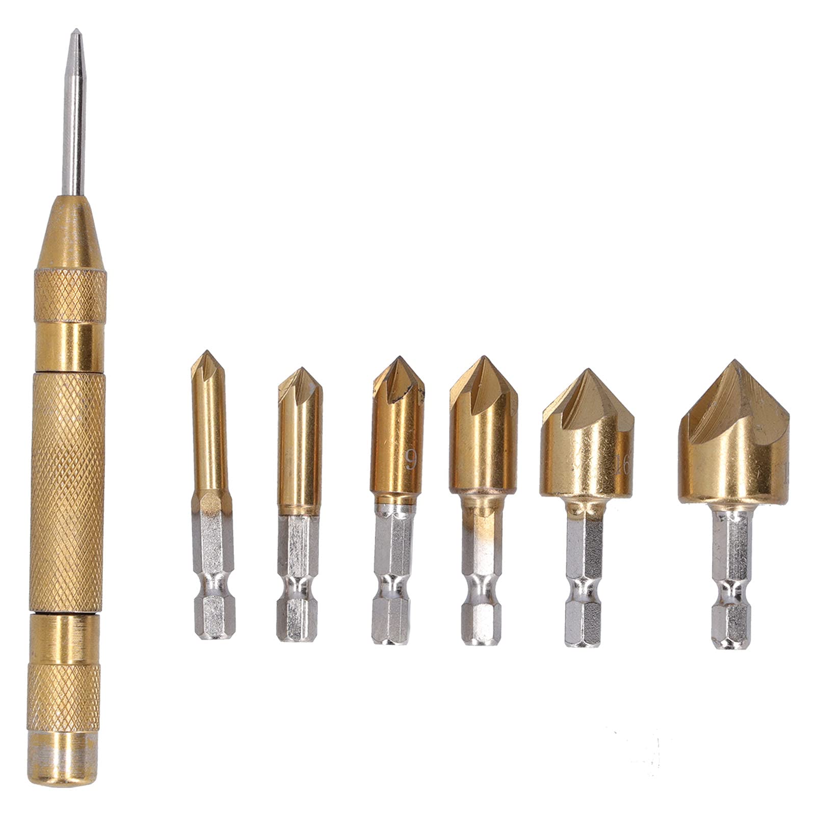 5 Flute Countersink Drill Bit with 1/4in Hex Shank - Professional Woodworking Chamfer Tool for Smooth Hole Drilling | Perfect for Cabinet Making, Furniture Assembly & DIY Projects