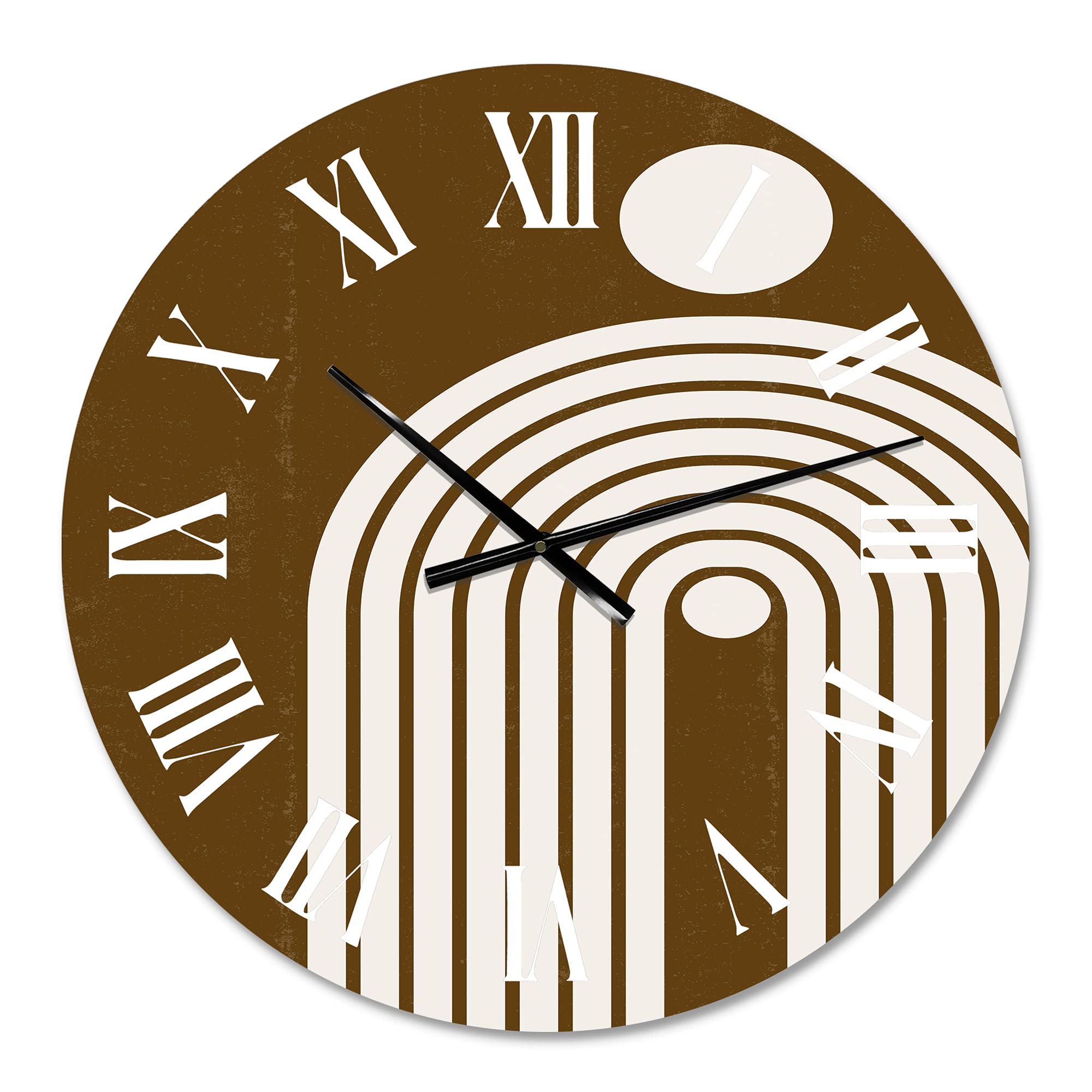 DesignQ Modern Wall Clock - Terracotta Minimalist Boho Rainbow II Abstract Fractal Large Wall Clock for Office & Home Decor | Perfect for Boho, Scandinavian & Modern Interior Design