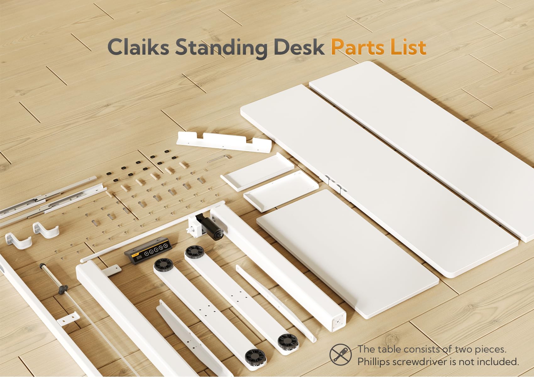 Claiks Electric Height Adjustable Standing Desk with Keyboard Tray - 48x24 Inches Sit Stand Desk for Home Office, White | Ergonomic Workspace Solution for Productivity & Comfort