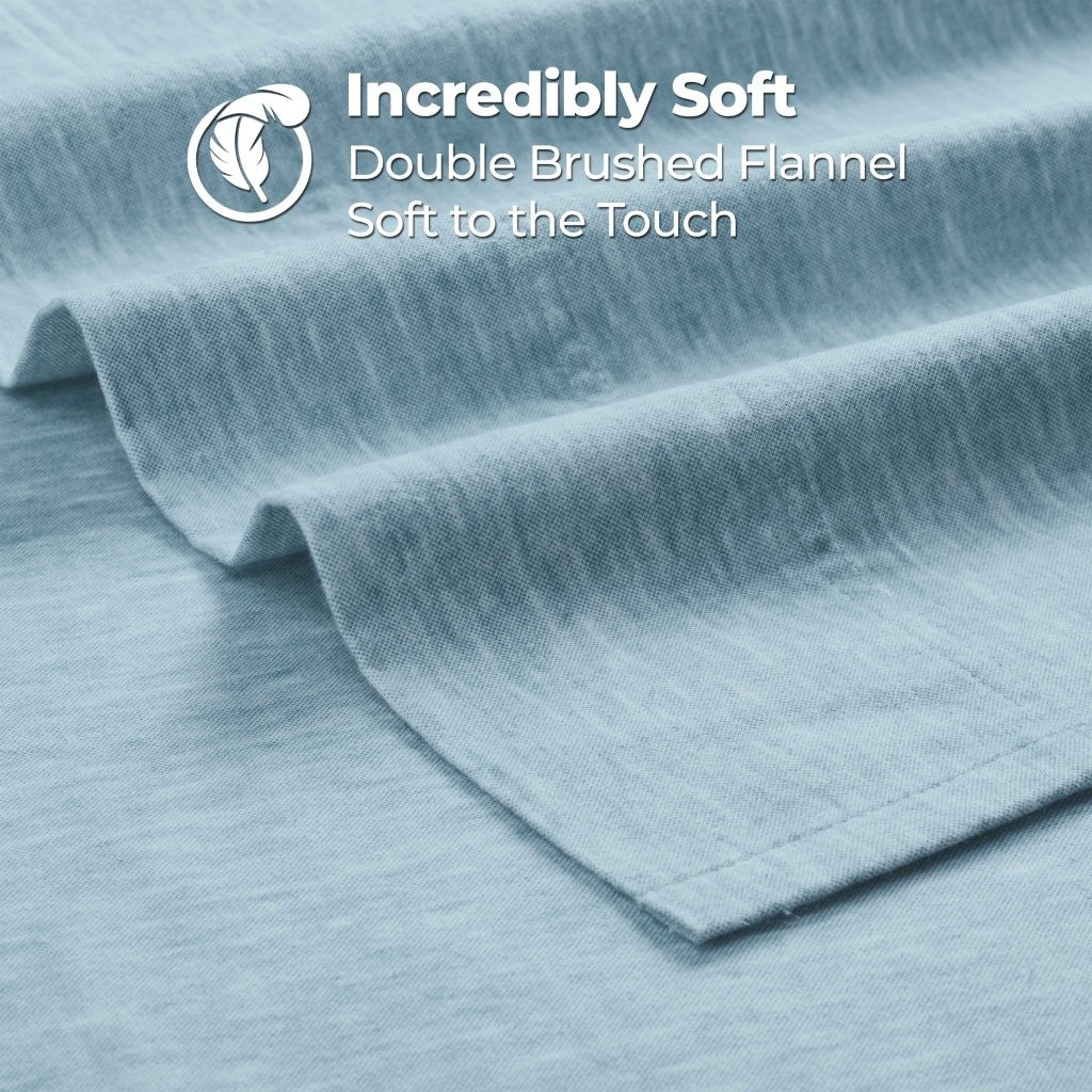 Premium Melange Flannel Cotton Two-Toned Brushed Deep Pocket Sheet Set - Ultra Soft & Cozy for Winter Nights, Perfect for Bedroom Comfort & Warmth