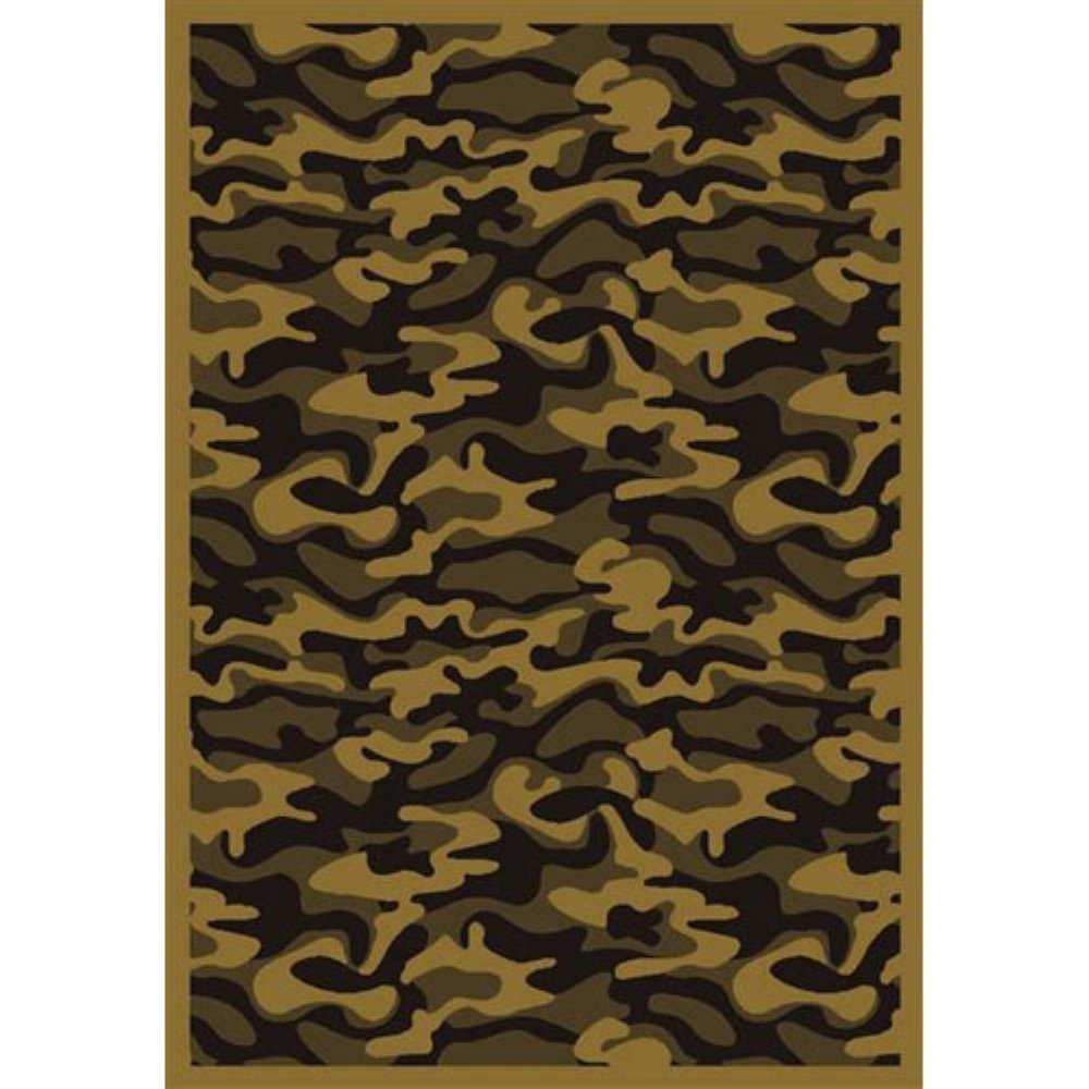Joy Carpets Kaleidoscope Funky Camo Whimsical Area Rugs - Soft Non-Slip Kids Playroom Rug, Durable Living Room Carpet for Bedroom & Nursery Decor (Desert Design)
