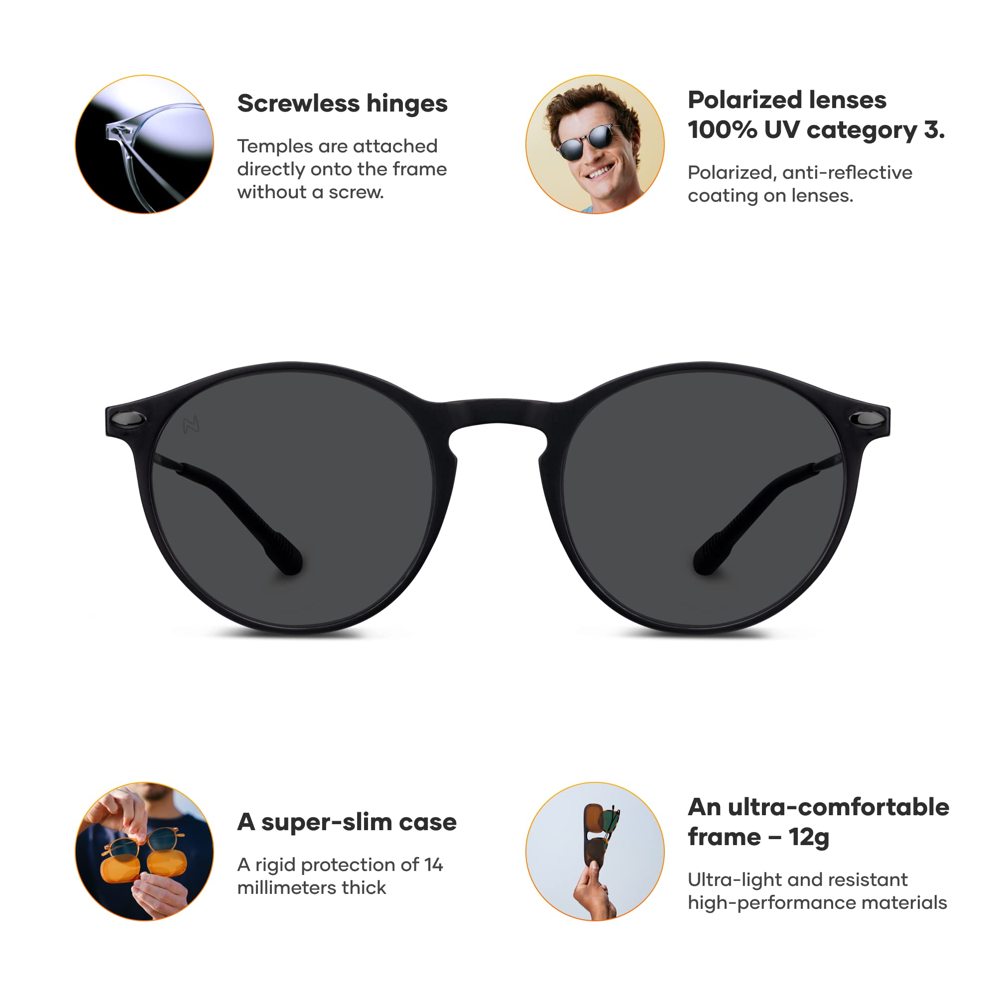 NOOZ Polarized Sunglasses for Men & Women - 100% UV Protection - Lightweight & Durable - Includes Compact Case - CRUZ Collection - Perfect for Driving, Beach & Outdoor Activities