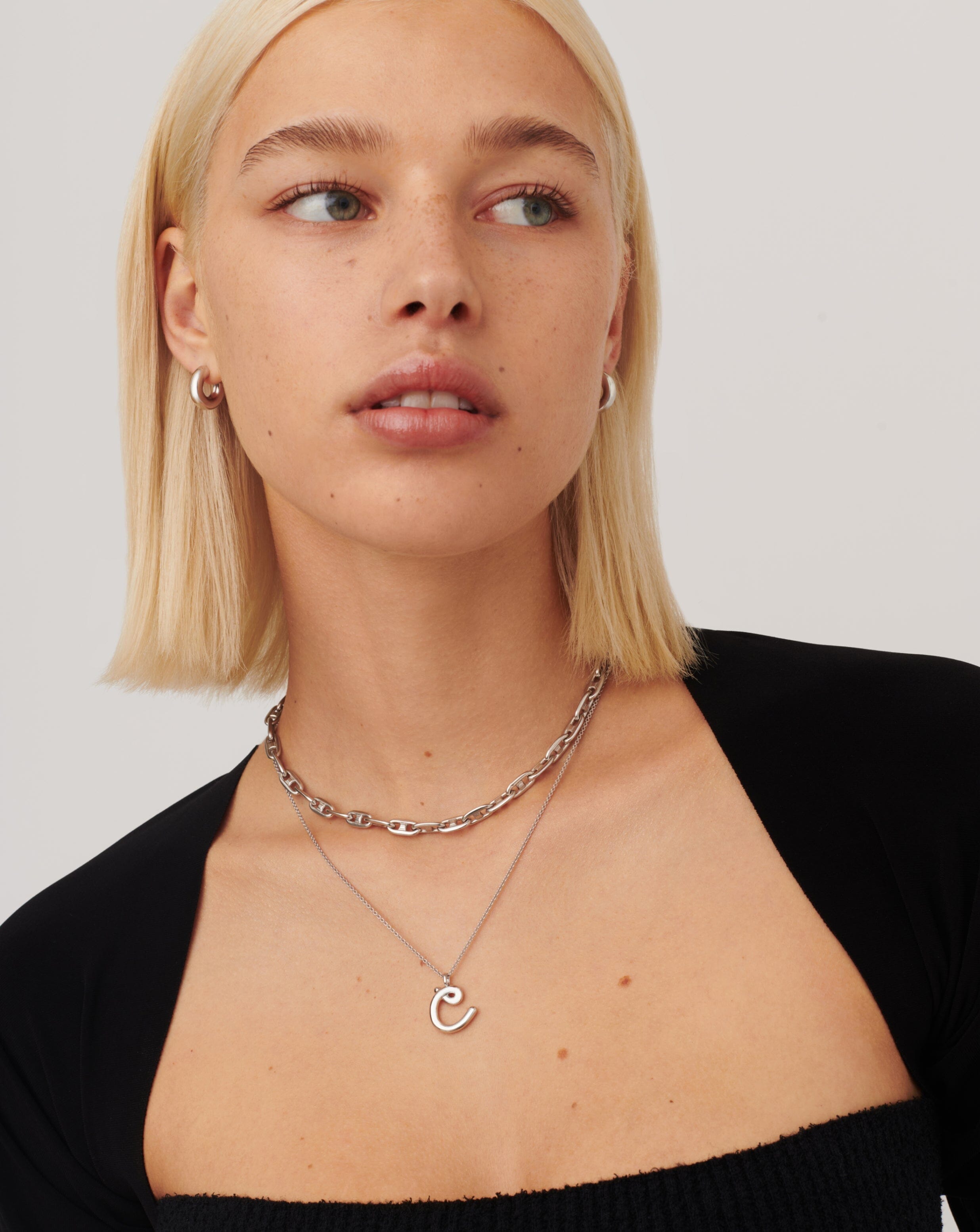 Curly Molten Initial Pendant Necklace - Personalized Sterling Silver Jewelry for Women | Gift for Her, Birthday, Anniversary, Valentine's Day
