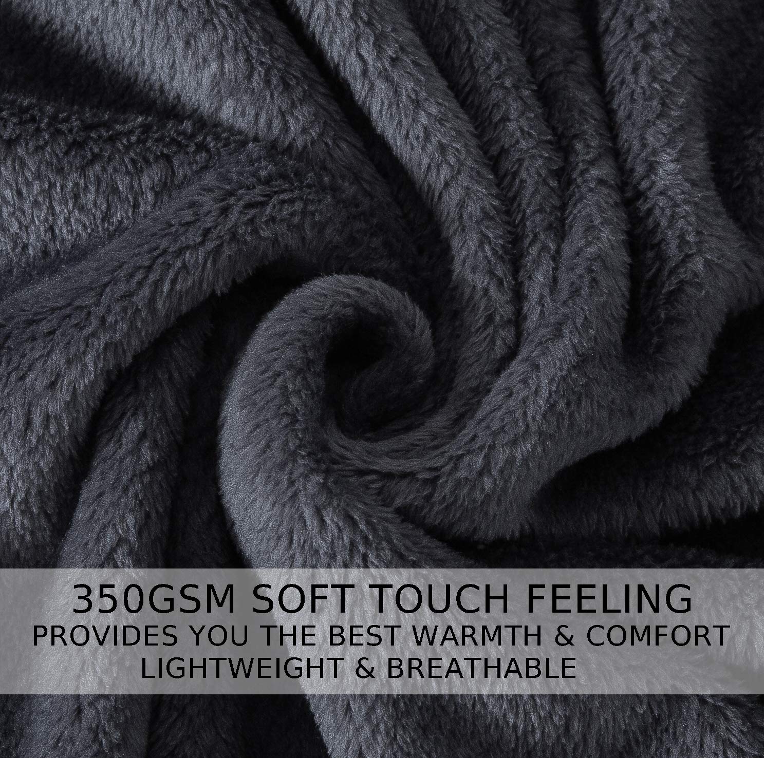 Soft Queen Size Blanket - All Season Microplush Fleece Blanket (90x90 Inches, Dark Gray) for Bed, Couch & Sofa - Lightweight & Warm for Summer, Fall, Winter, Spring - Perfect for Cozy Nights, Movie Time & Guest Room Comfort
