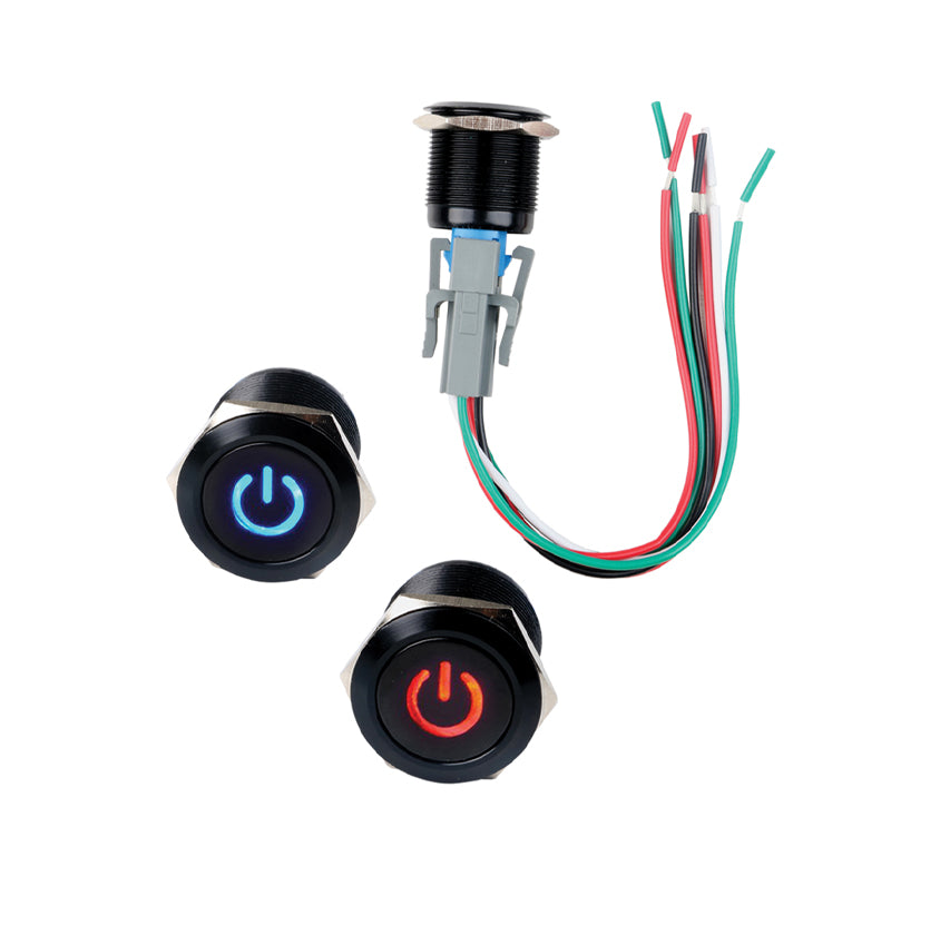 Waterproof Push On/Off Switch with LED Indicator - IS EP WB123 (Blue/Red) - Ideal for Marine, RV, and Outdoor Electrical Applications