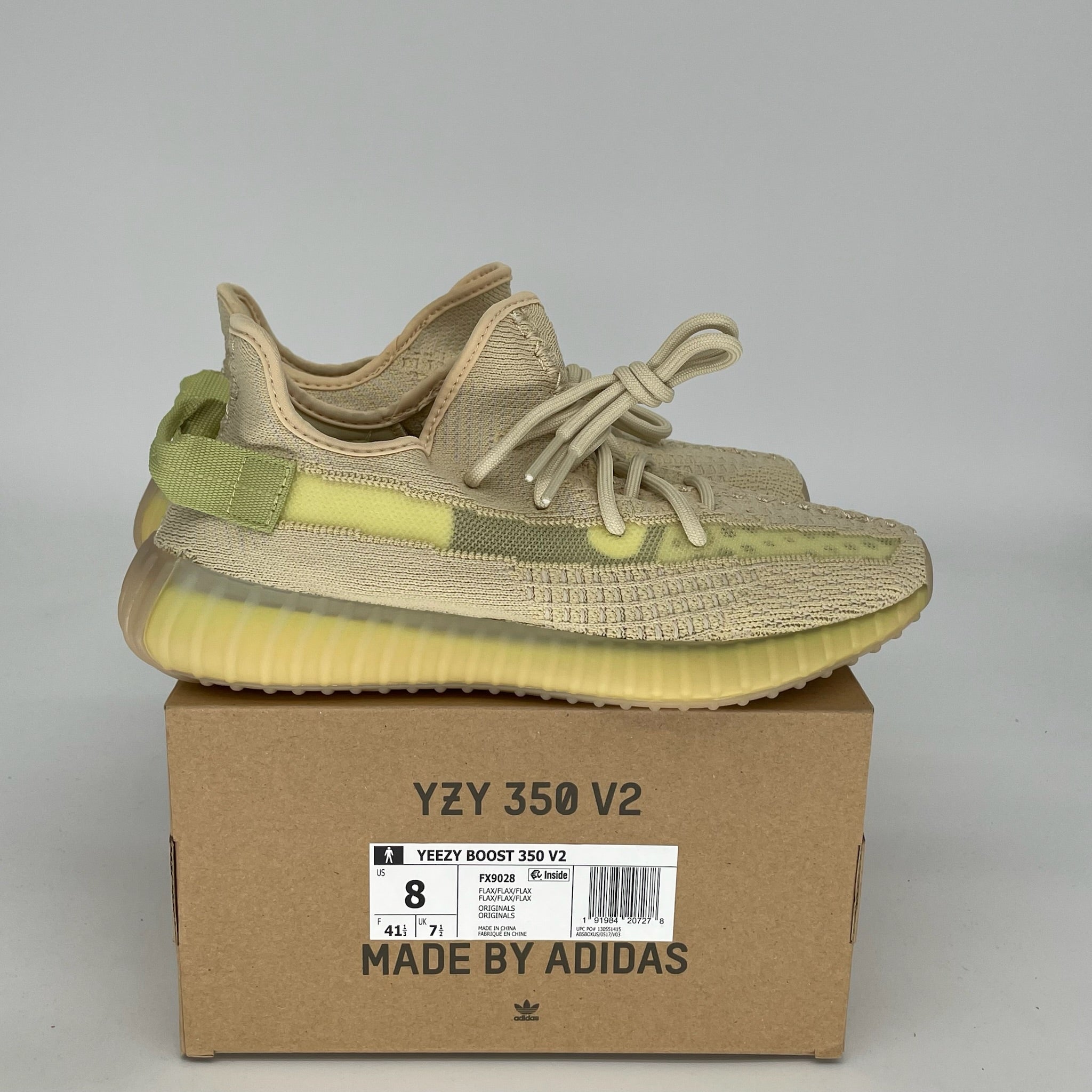 Adidas Yeezy Boost 350 V2 Flax - Men's Size 8 Sneakers FX9028 | Comfortable Running Shoes for Casual Wear & Gym Workouts