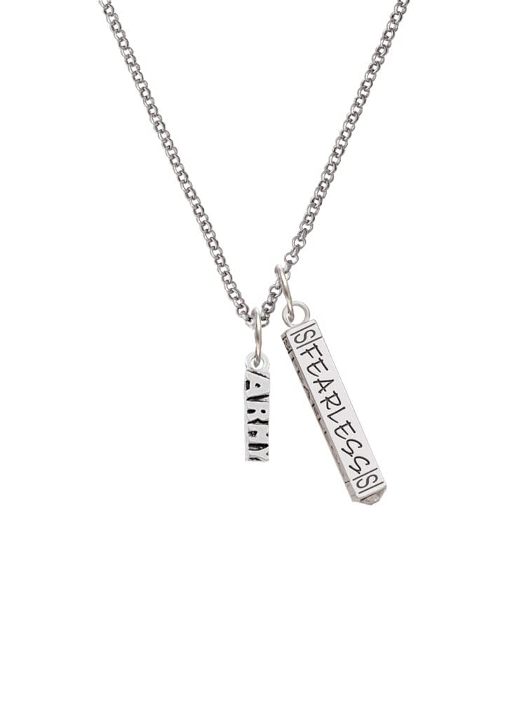 Military Silvertone Bar Necklace - Fearless Charm for Everyday Wear