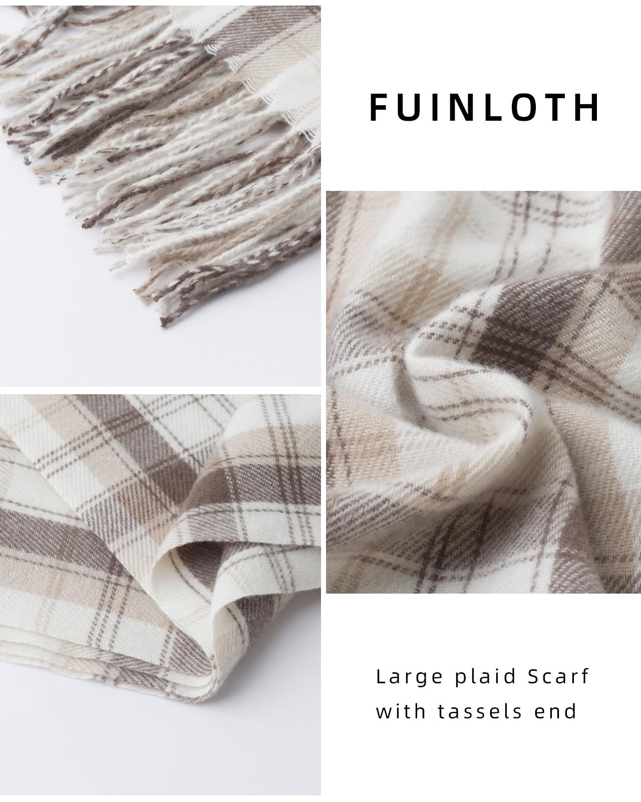 Fuinloth Women's Oversized Plaid Scarf - Soft Lightweight Winter Shawl Wrap for Women, Warm Fashion Accessory for Cold Weather, Office, Travel & Outdoor Activities