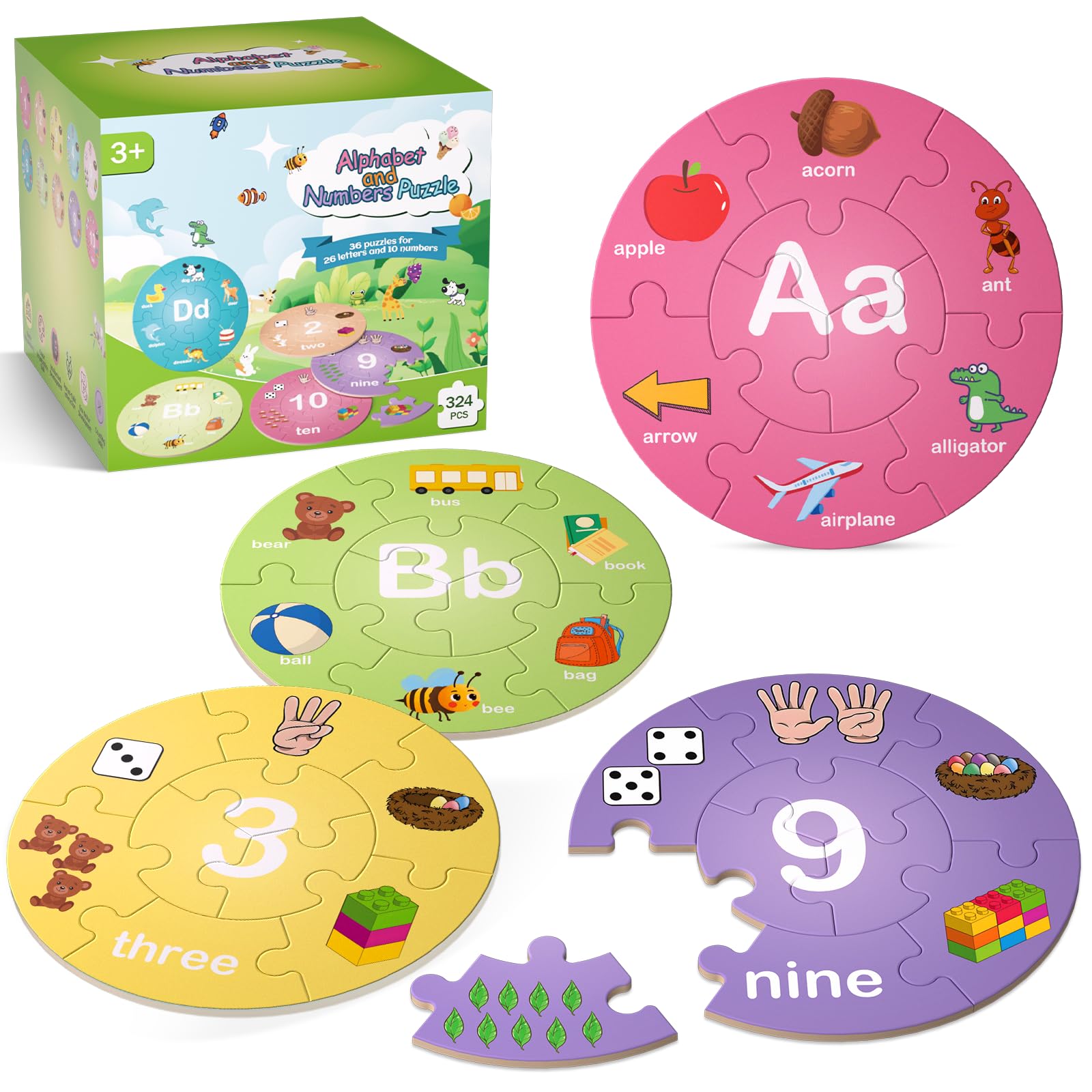 Montessori Wooden Alphabet Puzzles for Kids 3-7 - Learning Toys for Preschool & Kindergarten
