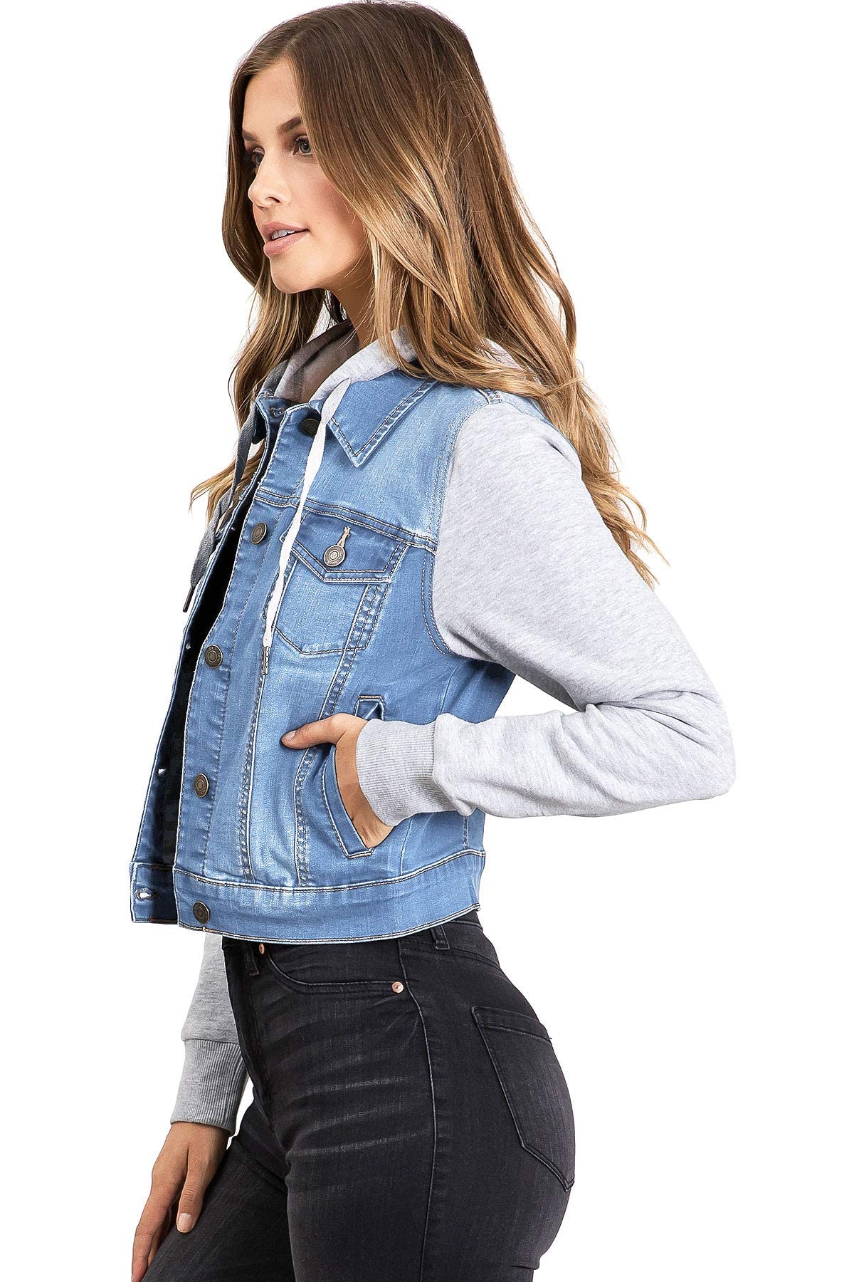 Women's Wax Jeans Denim Jacket with Hood - Stylish & Comfortable for Casual Wear, Street Fashion, and Everyday Outfits