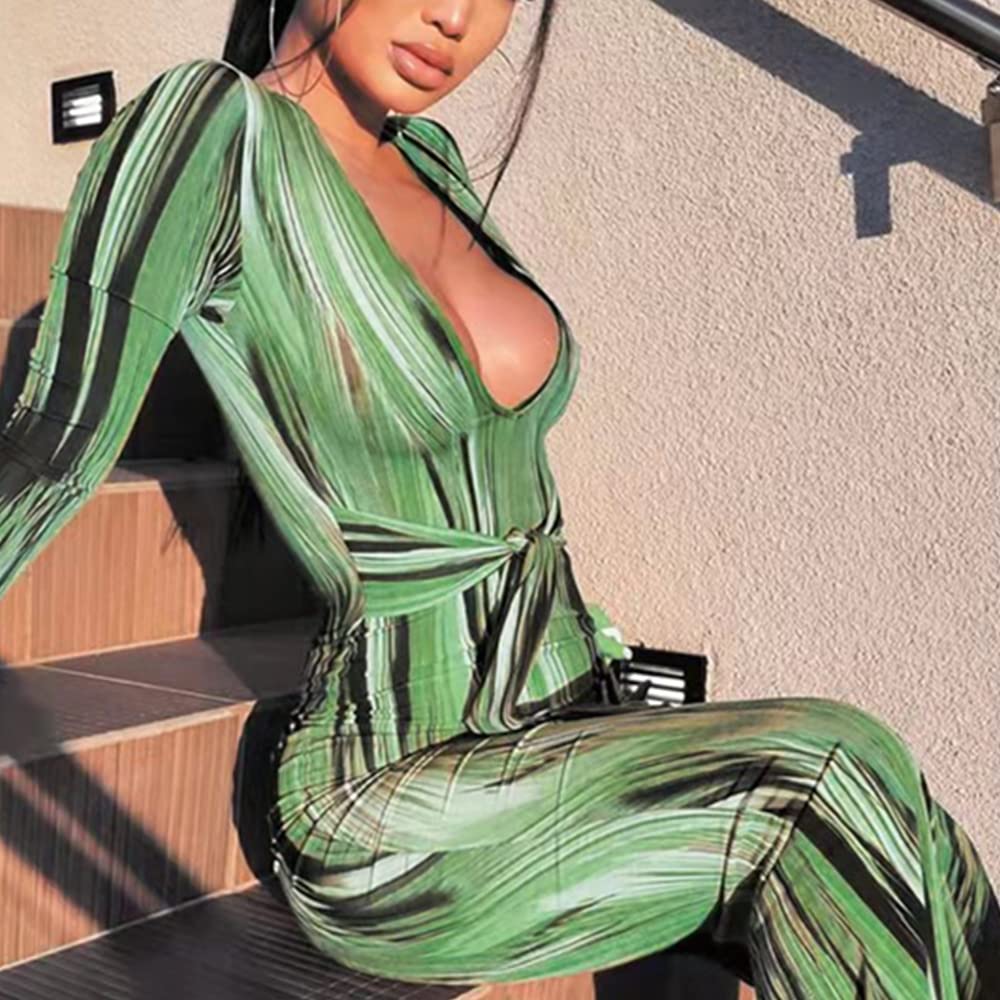 Elegant Women's Bodycon Tie Waist Wrap Dress - V Neck Long Sleeve Midi Cocktail Party Dress for Night Out, Date Night & Special Occasions
