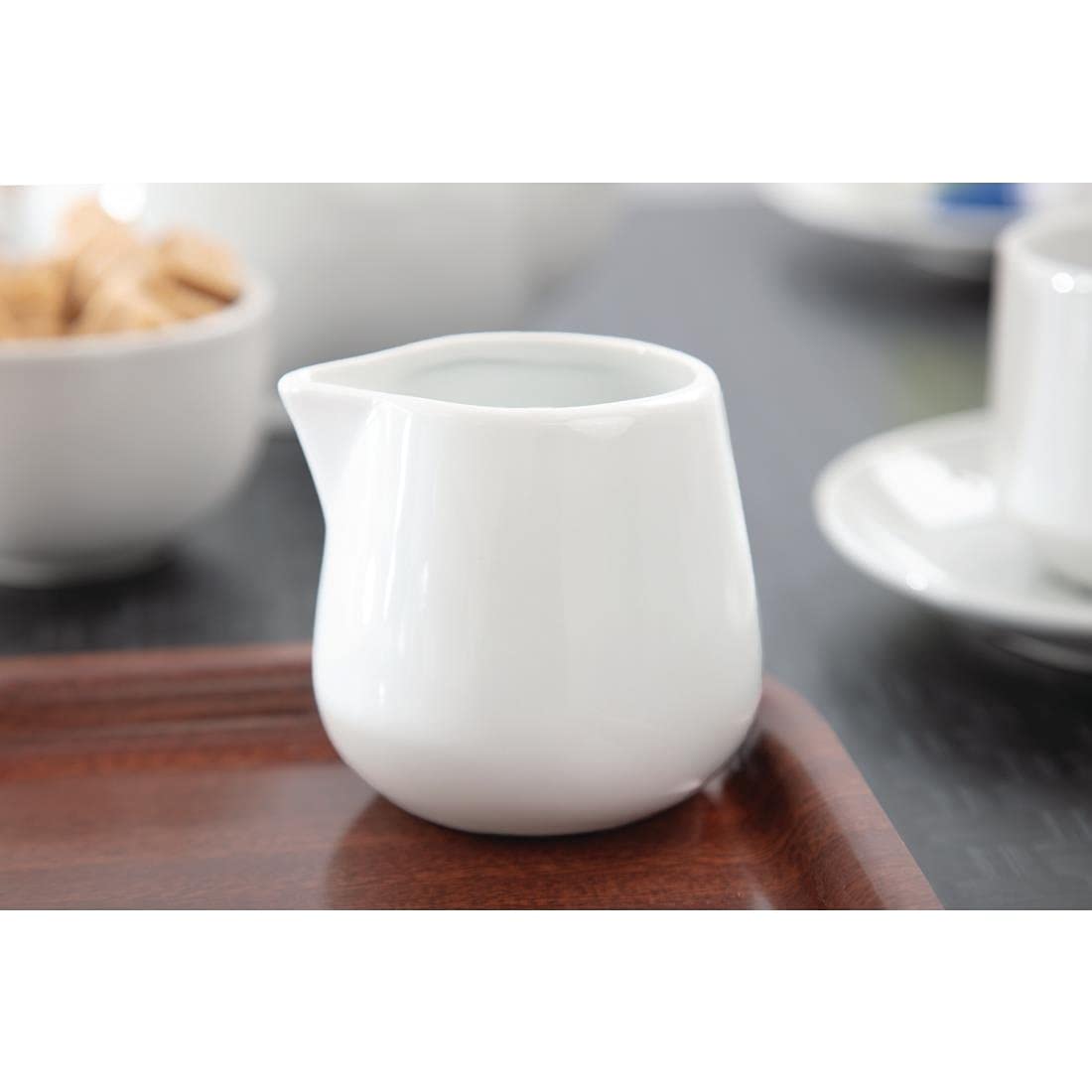 Premium Porcelain Cream and Milk Jugs Set - 12 Piece Whiteware Collection (8oz/228ml Each) - Elegant Tea & Coffee Serving Accessories for Restaurants, Cafes, and Home Entertaining