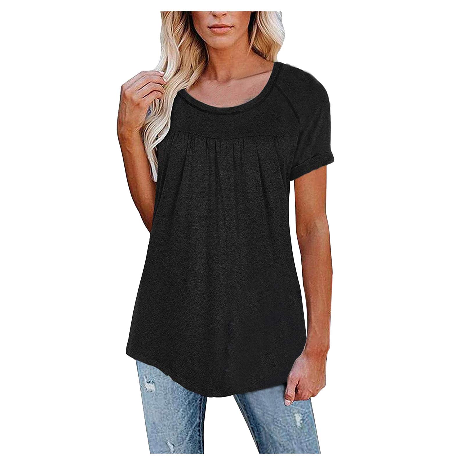 Women's Short Sleeve Button Front Shirt - Casual O-Neck Stylish Summer Blouse | Fashion Top for Work, Dating & Outdoor Activities