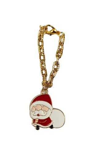 Sturdy Gold Chain with Santa Claus Pendant Watch Charm - Christmas Gift for Women & Girls | Watch Accessories for Holiday Parties & Festive Occasions