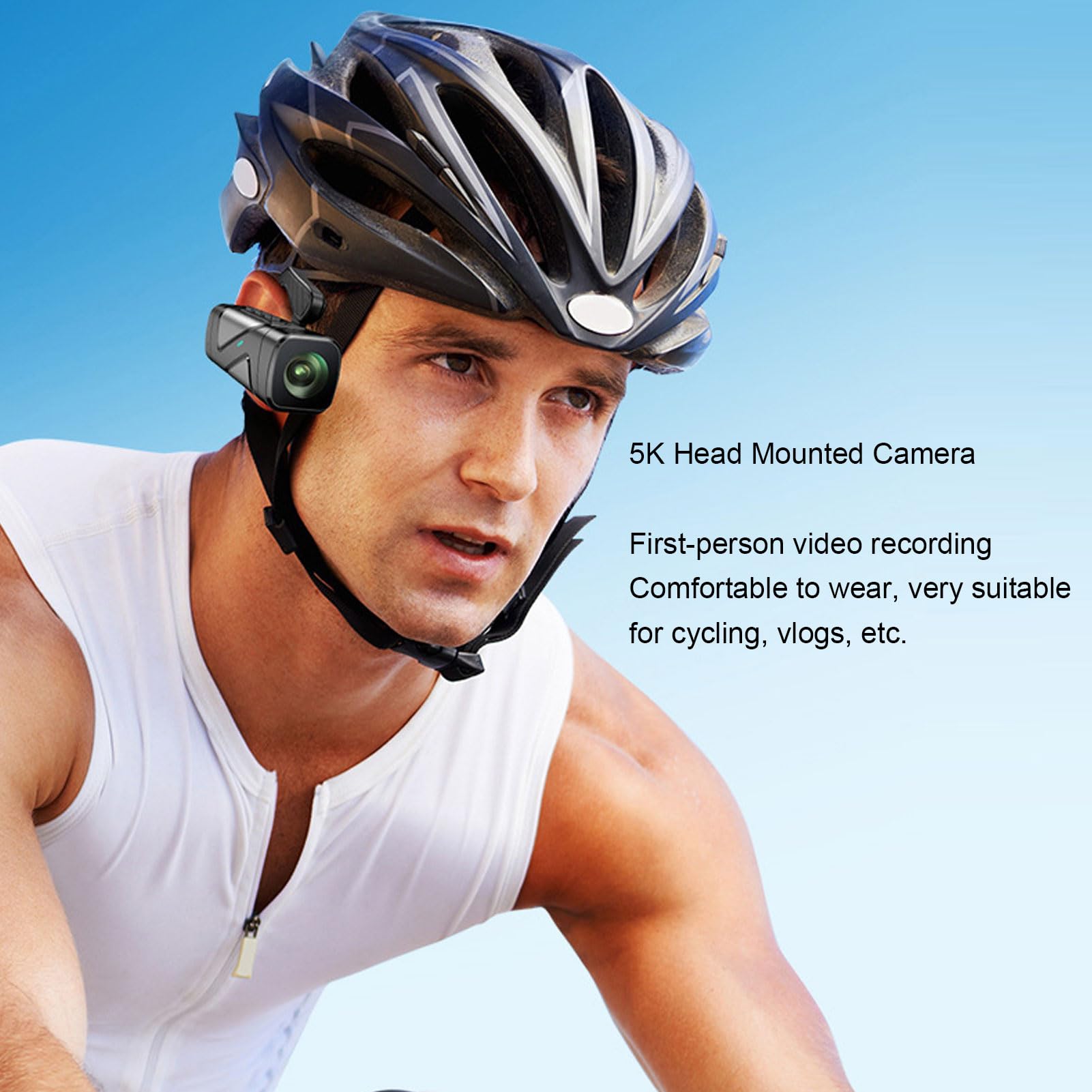 5K 30FPS 30MP Head Mounted Camera with Adjustable Headband - 130° Wide Angle Wearable Vlog Camera for Sports, Cycling, Running & Outdoor Adventures - Perfect for Action Shots, Travel Vlogging & Hands-Free Recording
