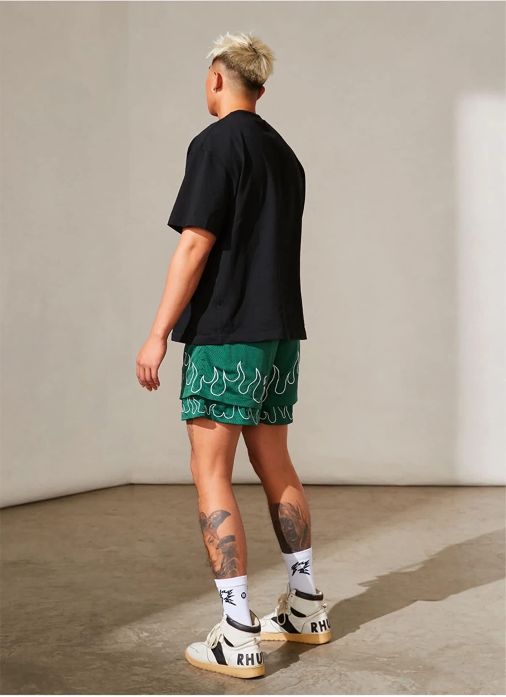 BOOMLEMEN Men's Basketball Shorts - Breathable Mesh Gym Workout Shorts with Graphic Print for Running, Training & Casual Wear - Perfect for Basketball, Jogging and Outdoor Sports