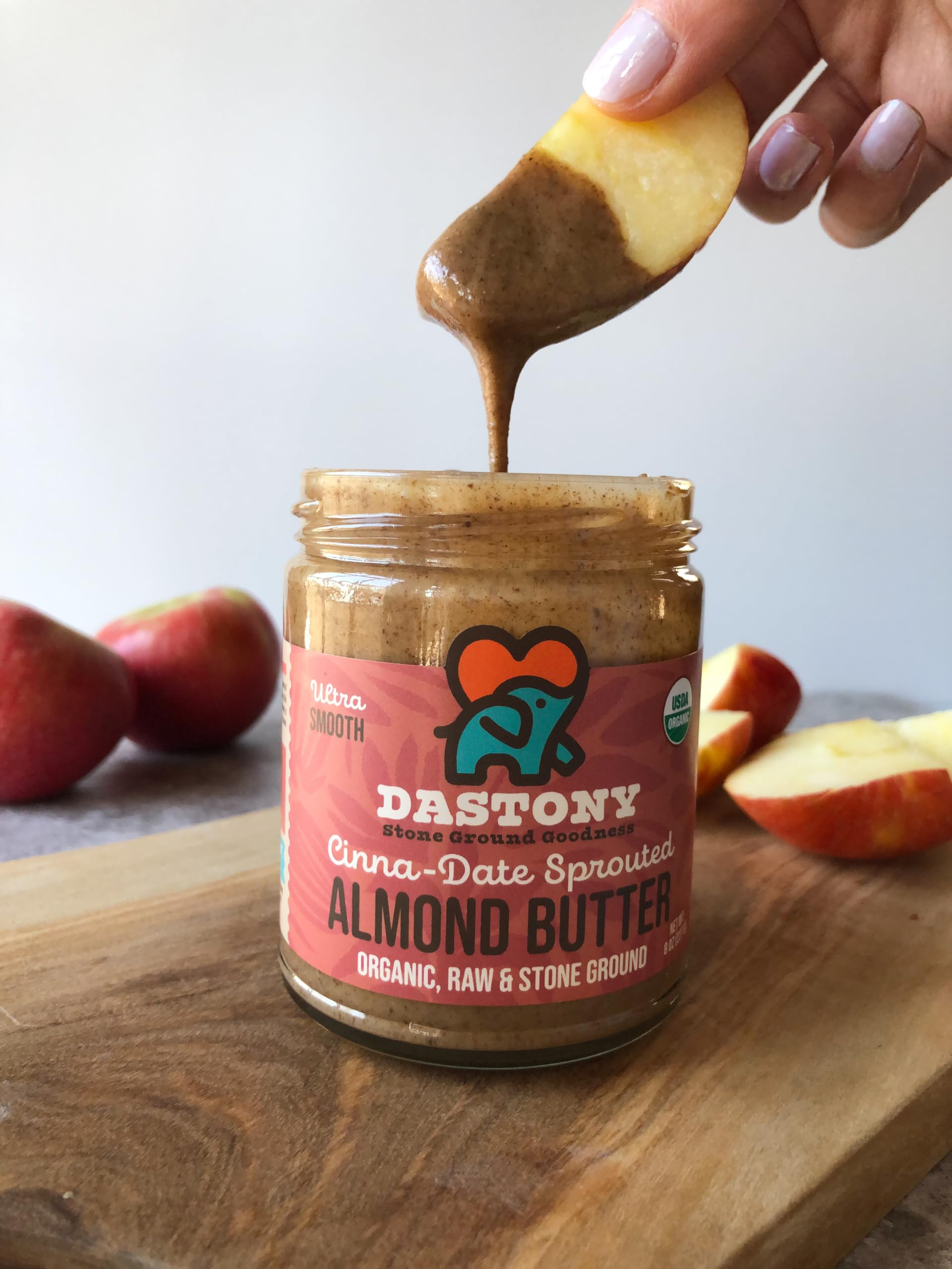 Organic Raw Cinna-Date Sprouted Almond Butter 8oz (2-Pack) | Vegan, Paleo, Keto, Non-GMO, Gluten-Free | Healthy Snack for Toast, Smoothies & Baking