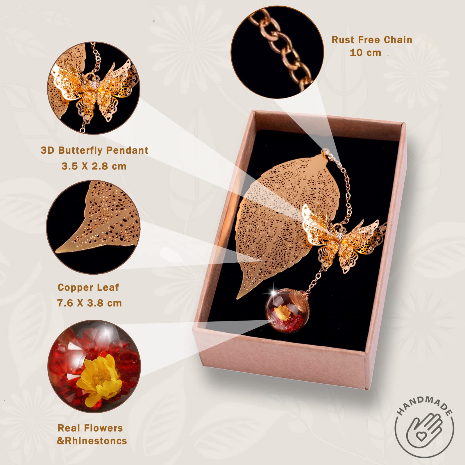 Elegant Gold Leaf Bookmark with Butterfly Charm - Perfect Gift for Book Lovers & Teachers - Ideal for Reading & Special Occasions